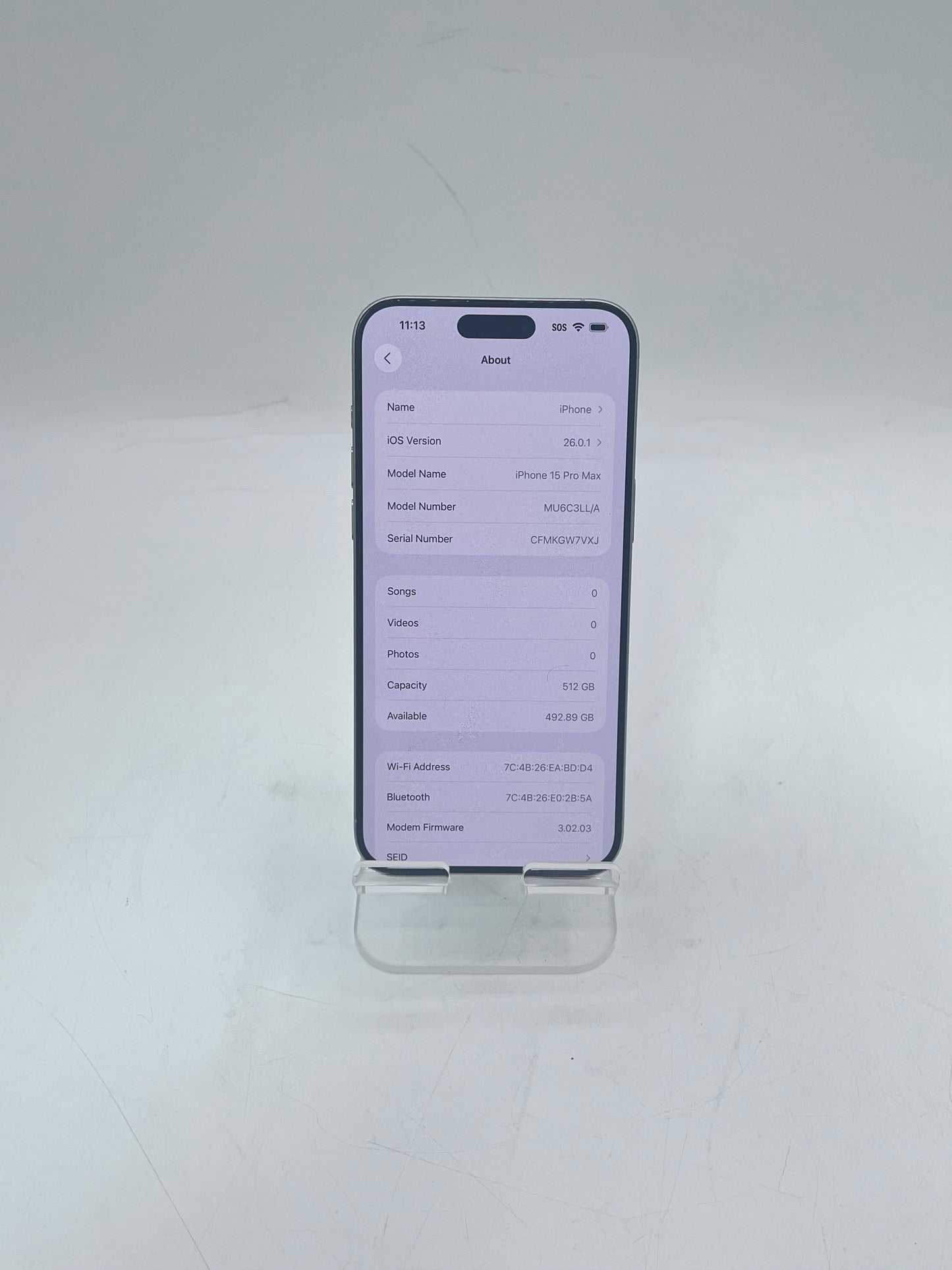 Unlocked Apple iPhone 15 Pro Max MU6C3LL/A A2849 512GB 85% Battery White Titanium