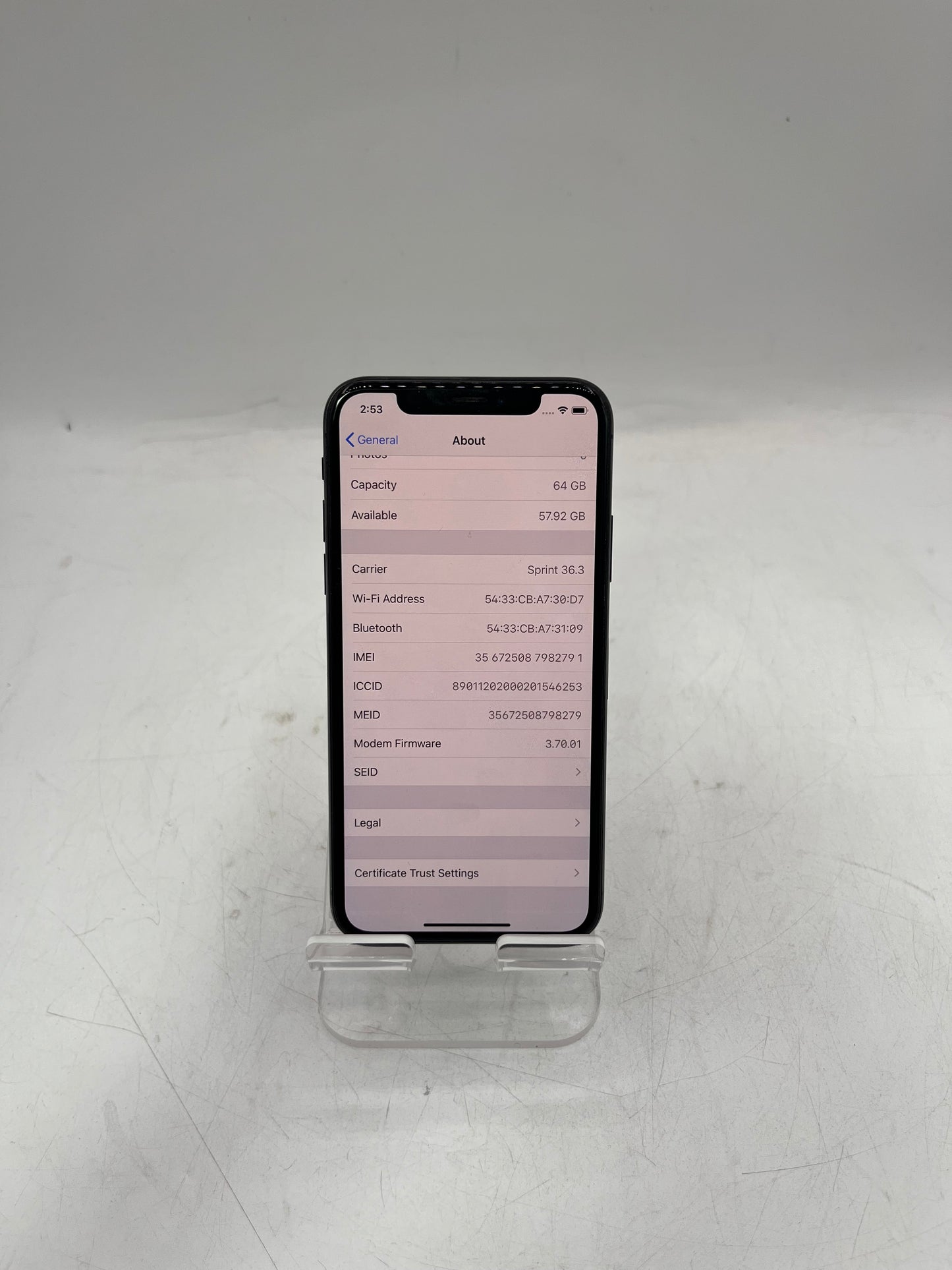 Apple iPhone X MQCR2LL/A A1865 64GB - Black