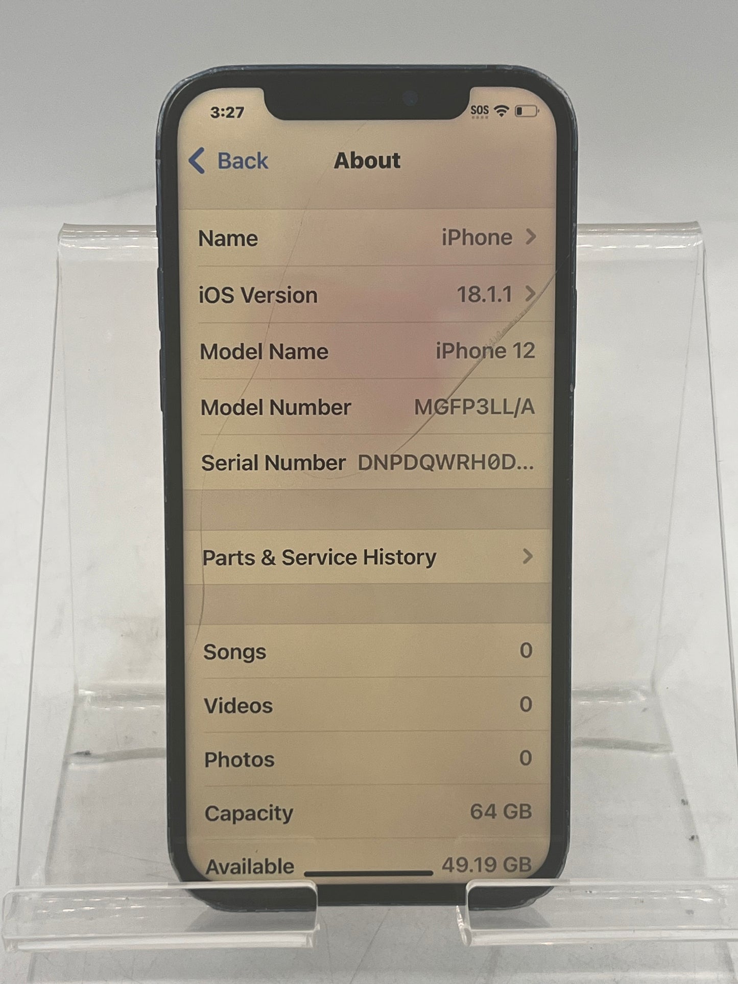 Unlocked Apple iPhone 12 MGFP3LL/A A2172 64GB BLUE FOR PARTS