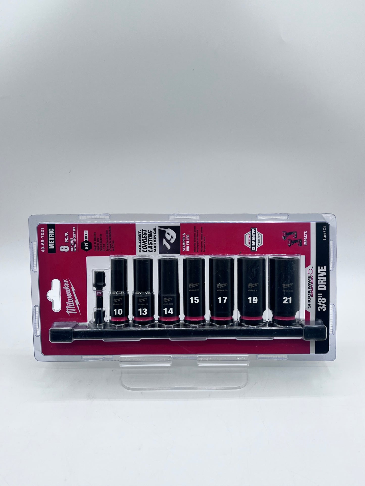 Milwaukee 49-66-7021 SHOCKWAVE 3/8 in. Metric Deep Socket Set 8-Piece