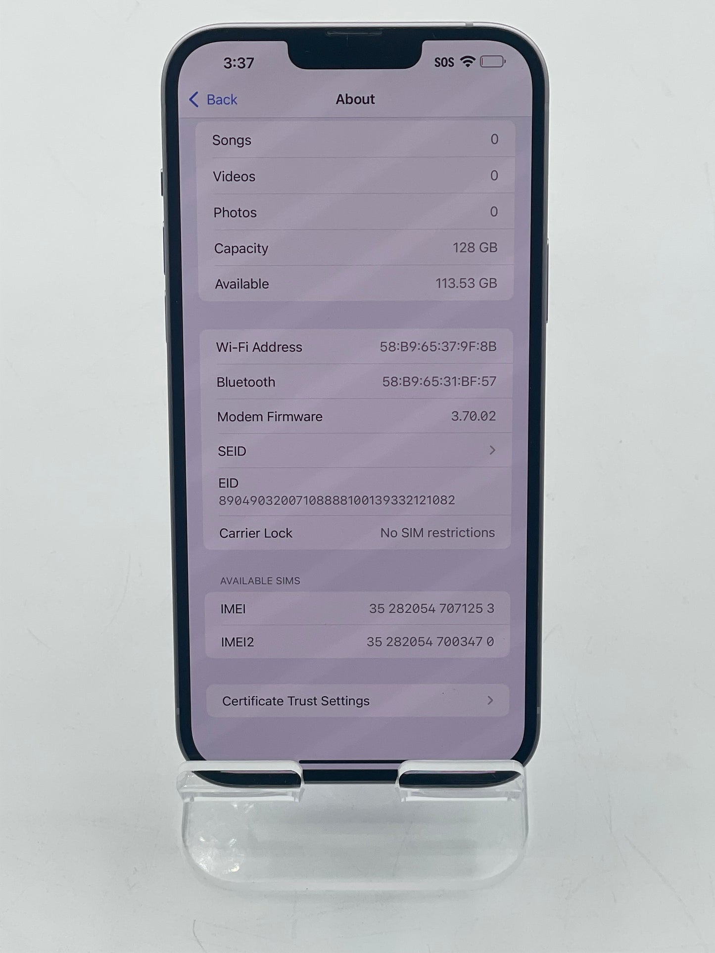 Unlocked Apple iPhone 14 Plus 6.7" 128GB Purple A2632 MQ3U3LL/A 84% Battery