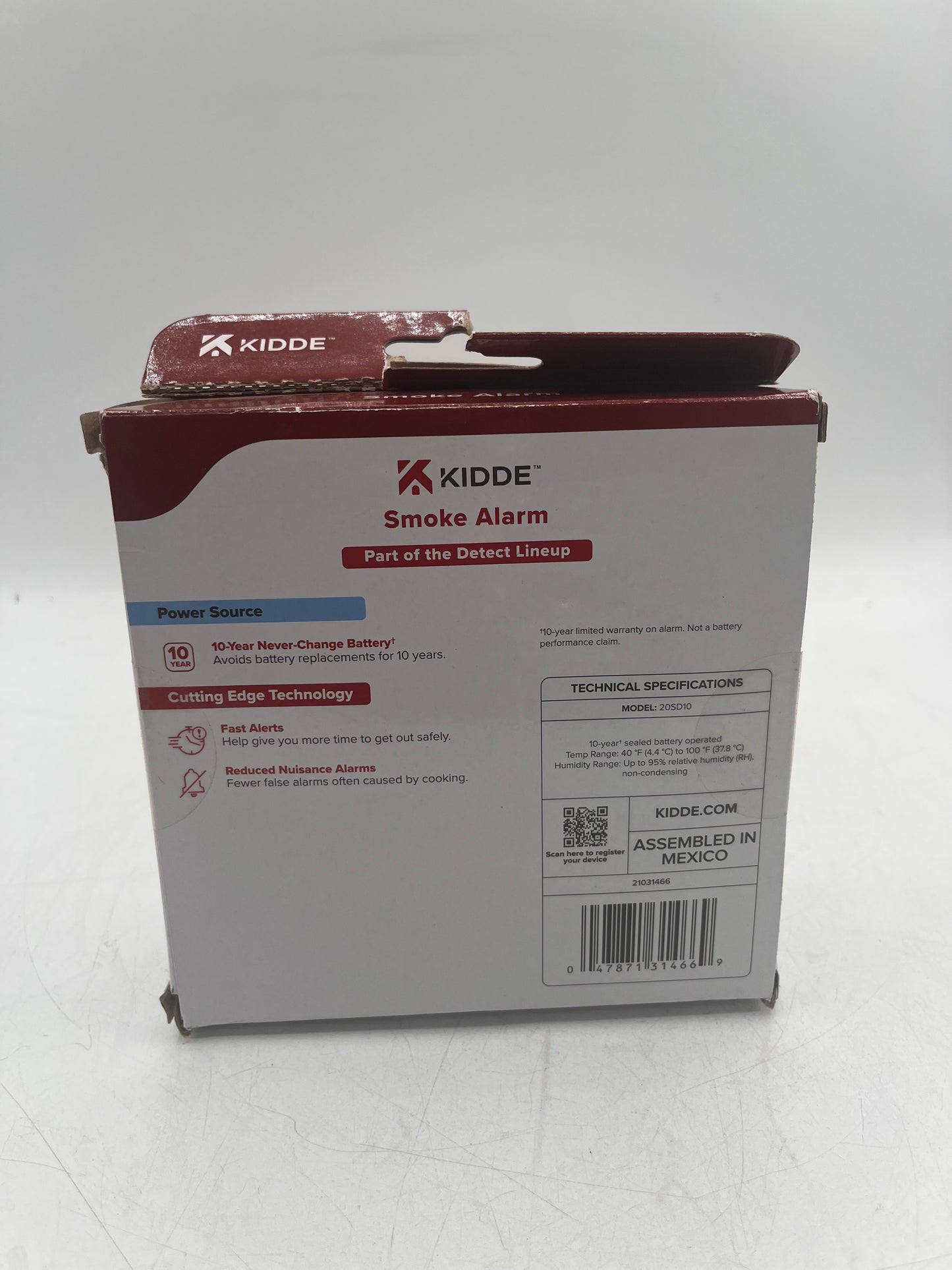 Kidde 10-Year Battery-Operated Smoke Detector Model 20SD10 - White