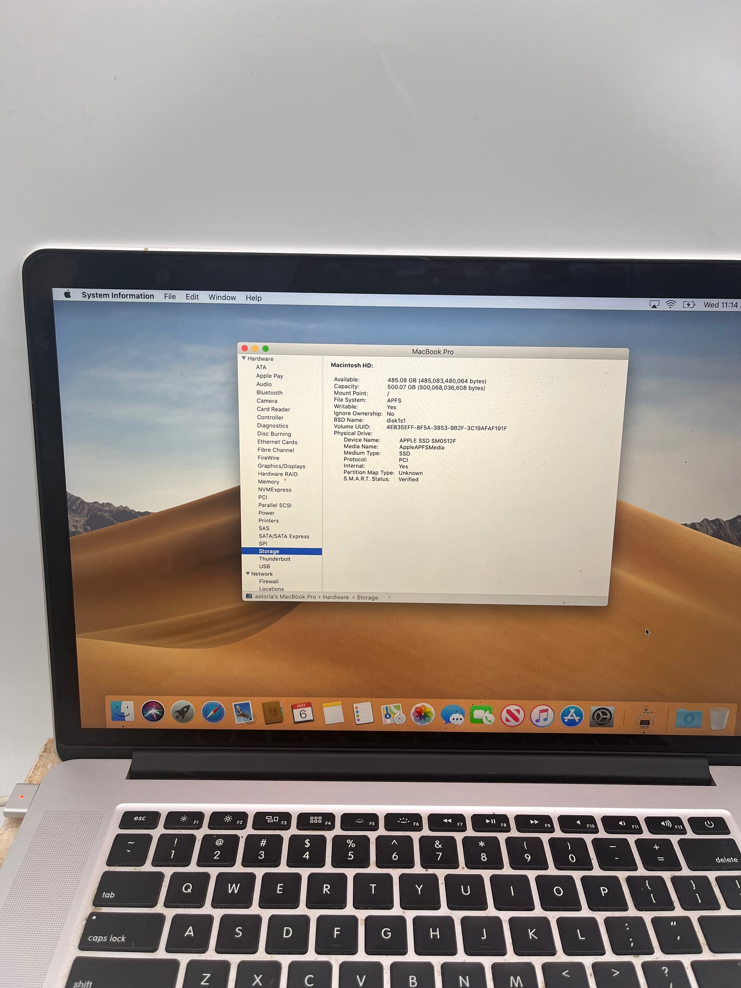 Apple MacBook Pro 15" A1398 2014 Core i7 16GB 512GB Silver