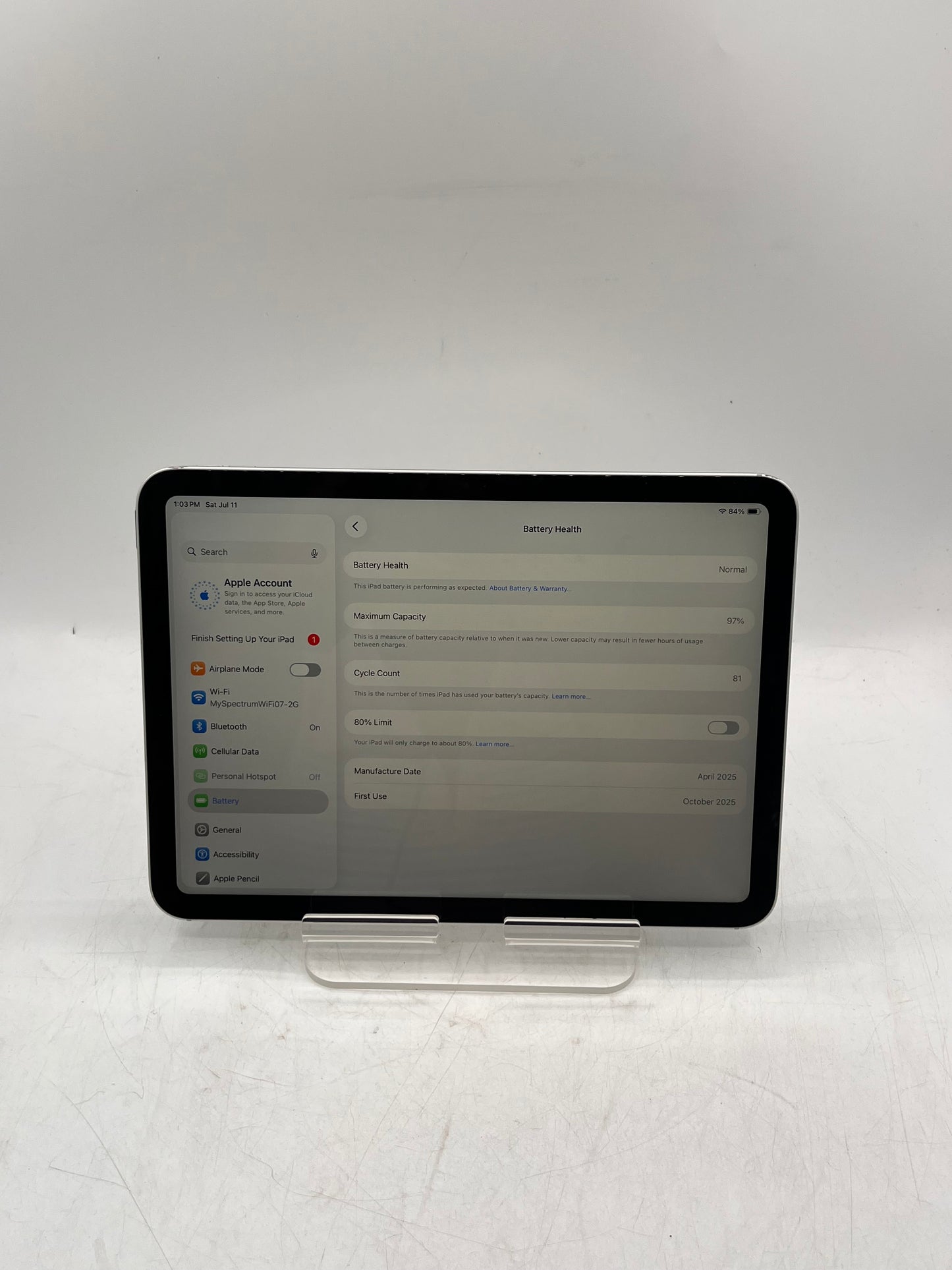 Unlocked Apple iPad A16 A3355 ND7F4LL/A 128GB WiFi + Cellular Silver Tablet