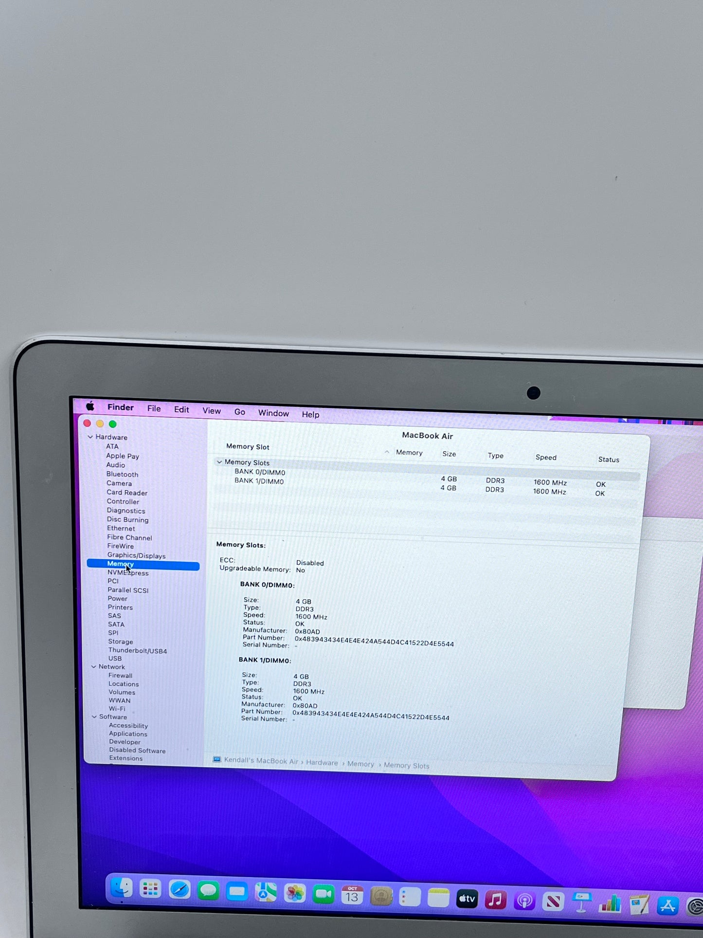 Apple MacBook Air 13" A1466 2017 Core i5 8GB 128GB - Silver READ