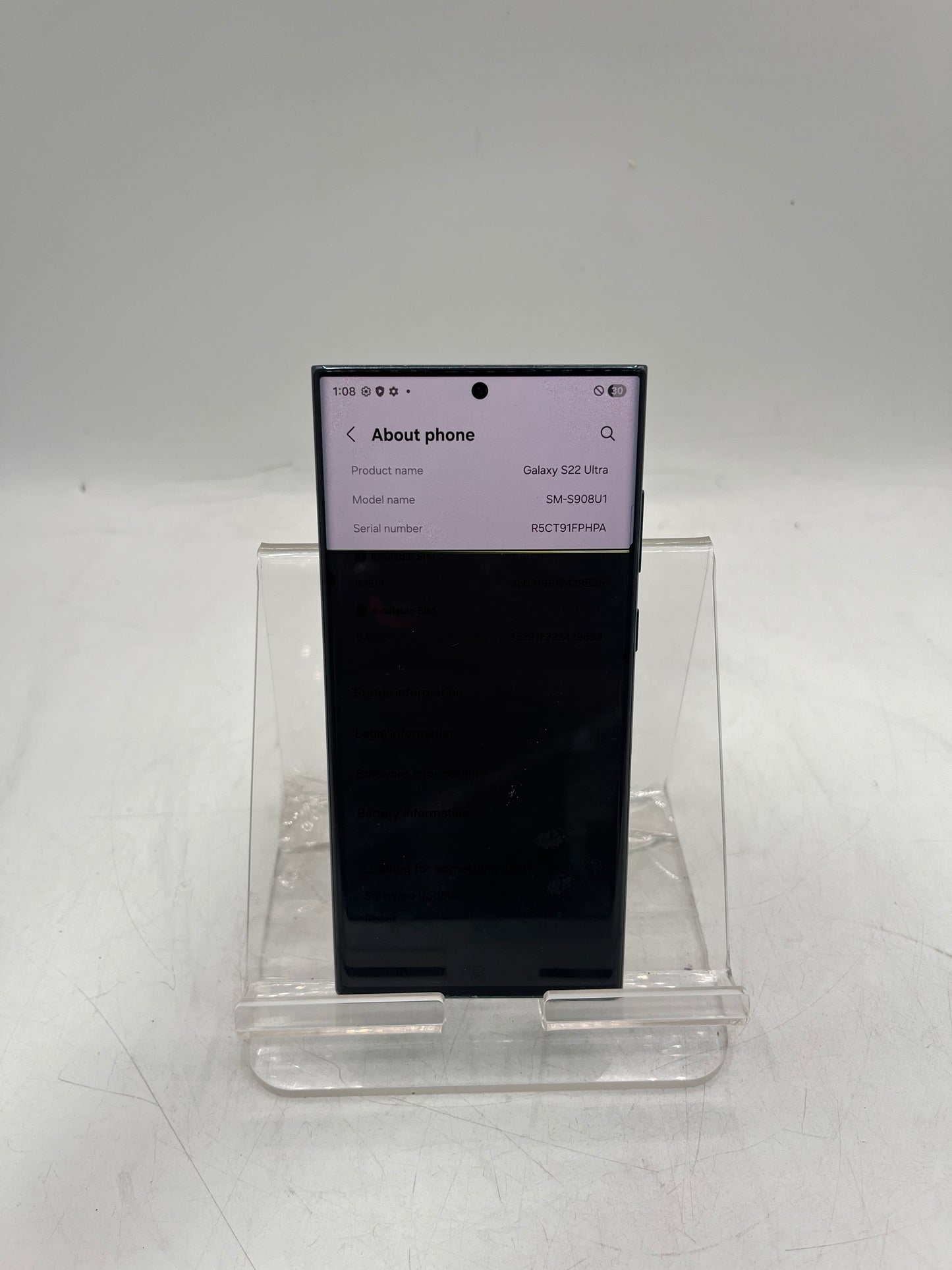 Unlocked Samsung Galaxy S22 Ultra 256GB Black Smartphone - BLACK DISCOLORATION