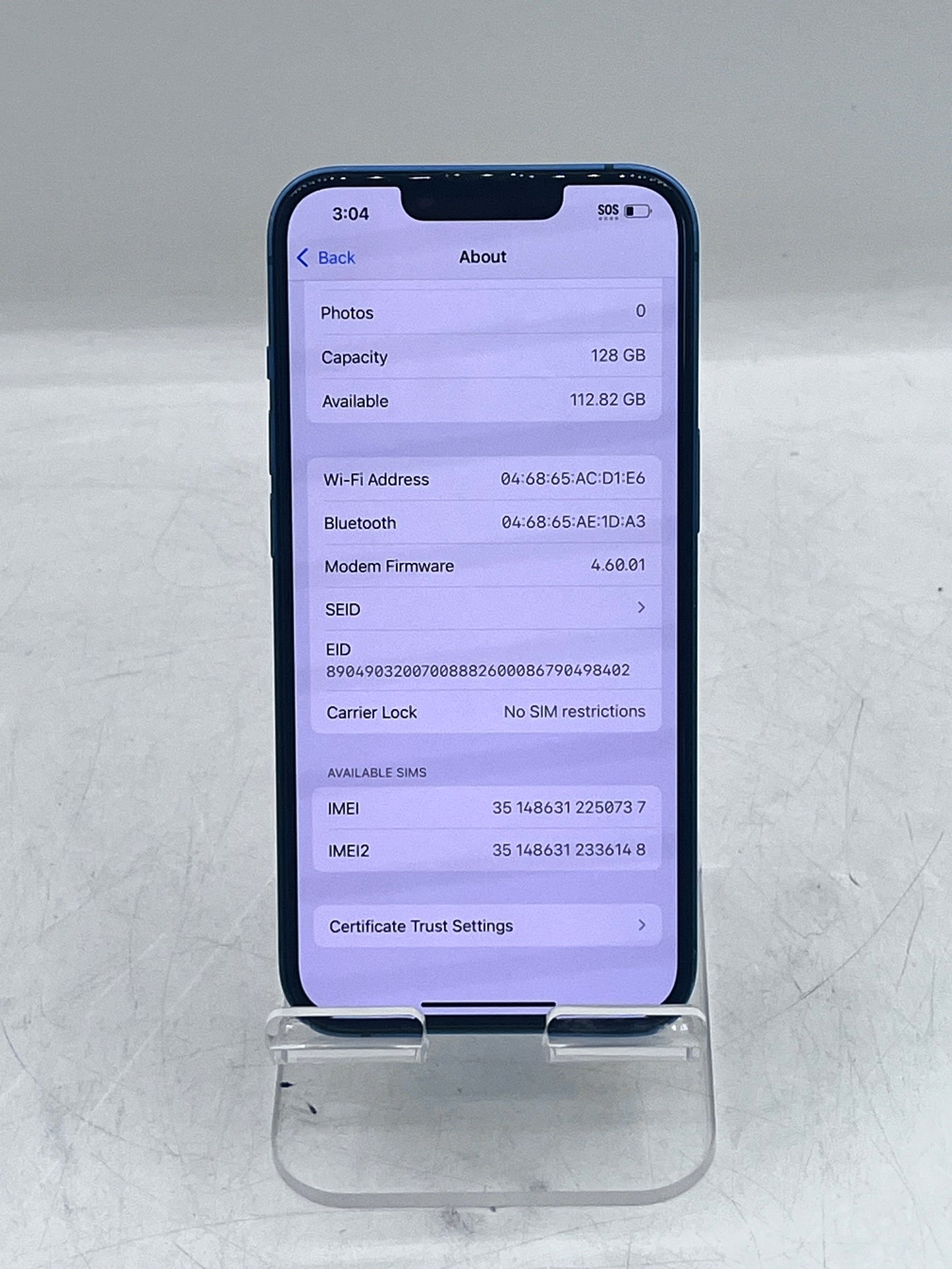 Apple iPhone 13 ML9C3LL/A A2482 128GB A15 Bionic, Unlocked - Blue