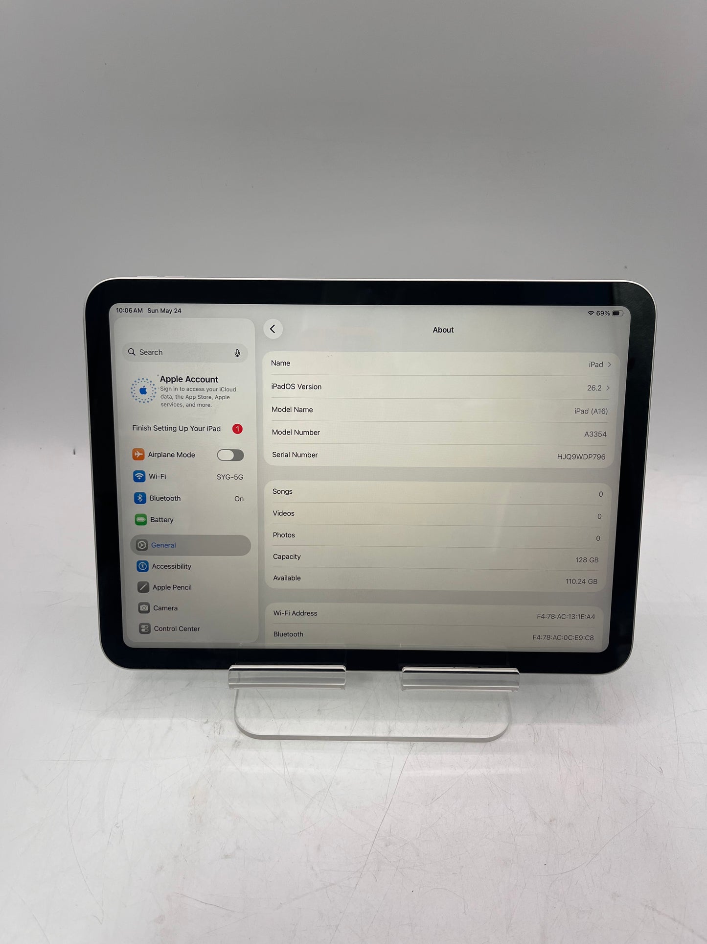 Apple iPad 11" 11th Gen A16 128GB 6GB Silver MD3Y4LL/A 2025 Model 100% Battery Free Shipping