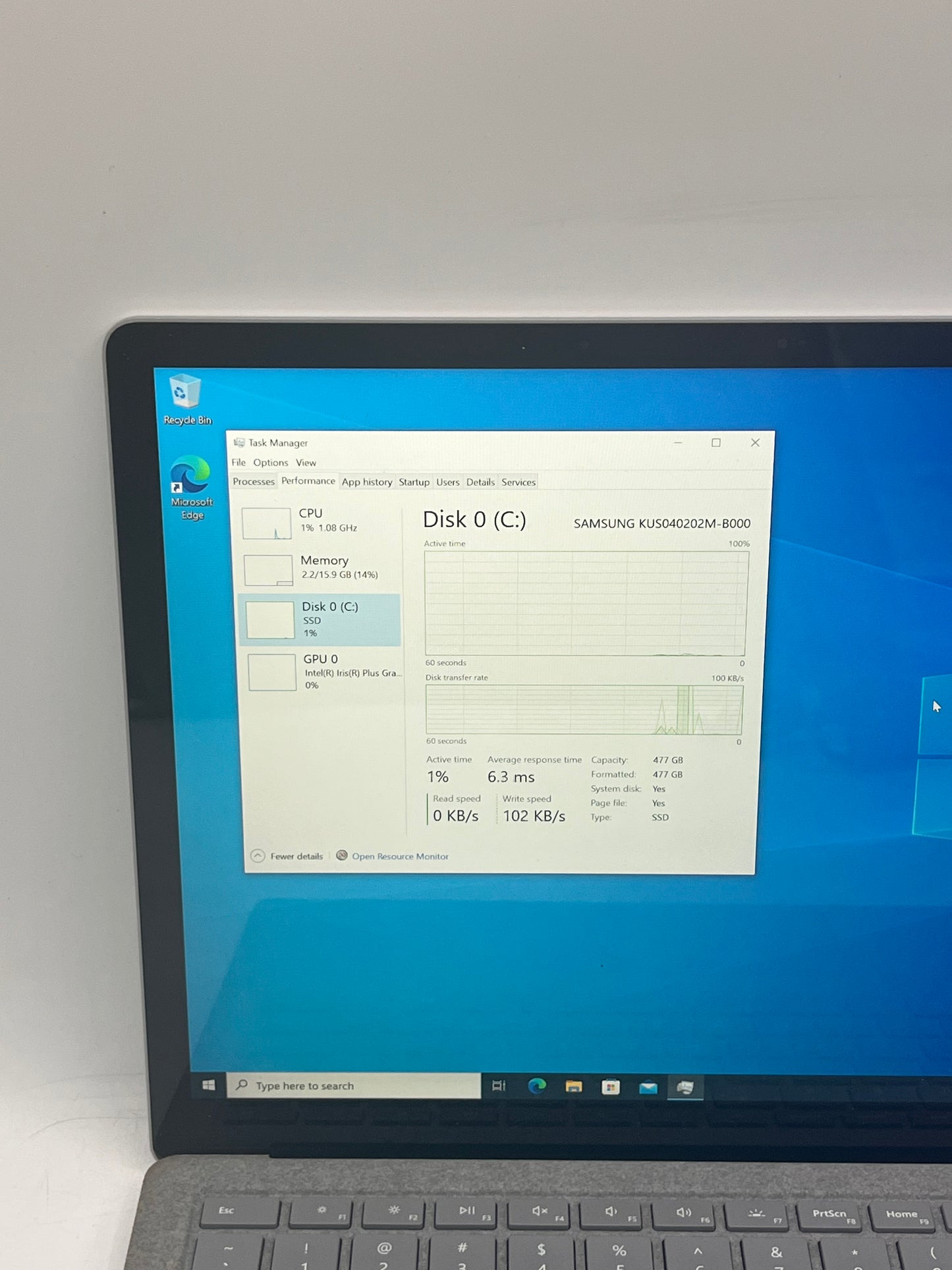 Microsoft 1769 Laptop Core i7-7660U 16GB 512GB 12" w/ charger Silver