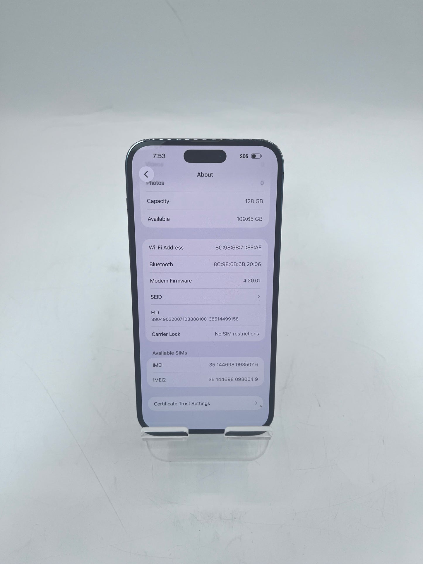 Unlocked Apple iPhone 14 Pro Max A2651 MQ8R3LL/A 128GB Purple CRACKED BACK
