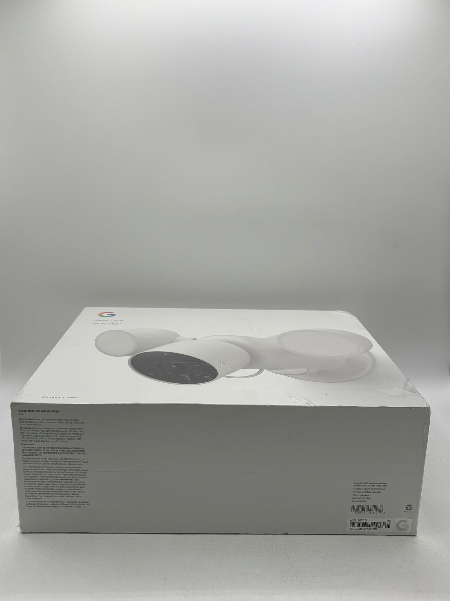 Google Nest Cam With Floodlight - Wired Outdoor Smart Home Security Camera