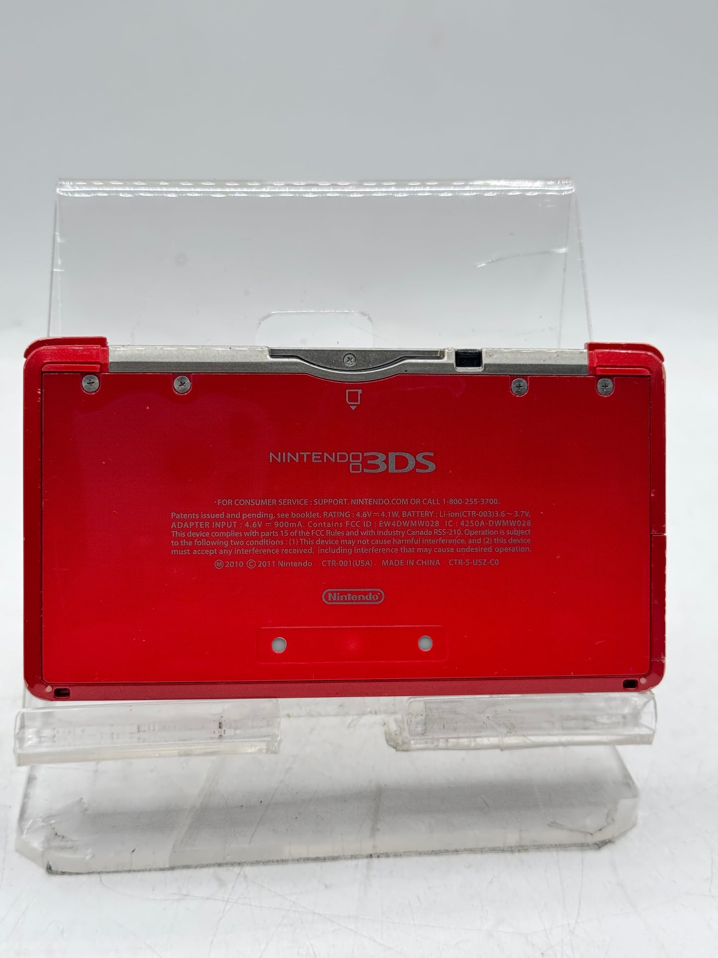 Nintendo 3DS CTR-001  Flame Red w/ Power Cable Tested Free Shipping