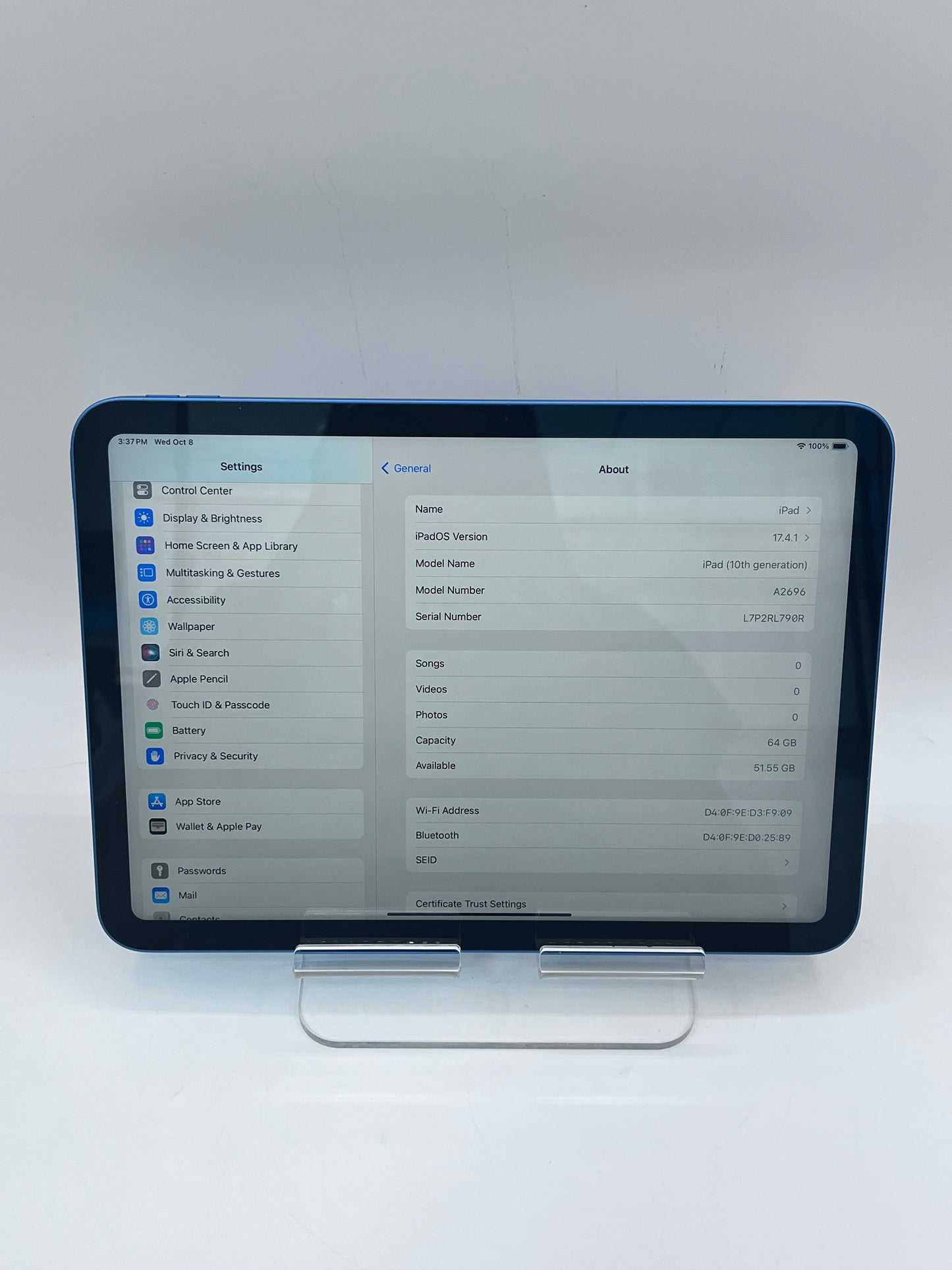 Apple iPad 10th Gen MPQ13LL/A A2696 4GB 64GB - Blue