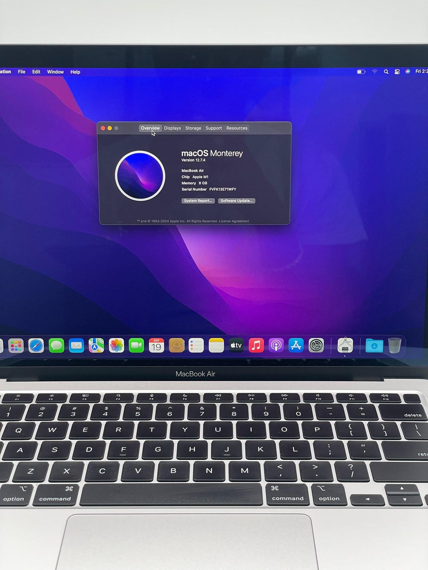 Apple MacBook Air 13.3" M1 8GB 256GB A2337 MGN93LL/A Silver Remotely Managed