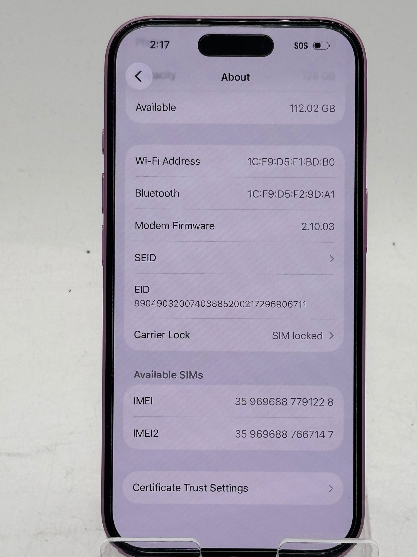 T-MOBILE ONLY Apple iPhone 16 128GB A3081 MYAR3LL/A Purple 100% BH 66 CYCLE