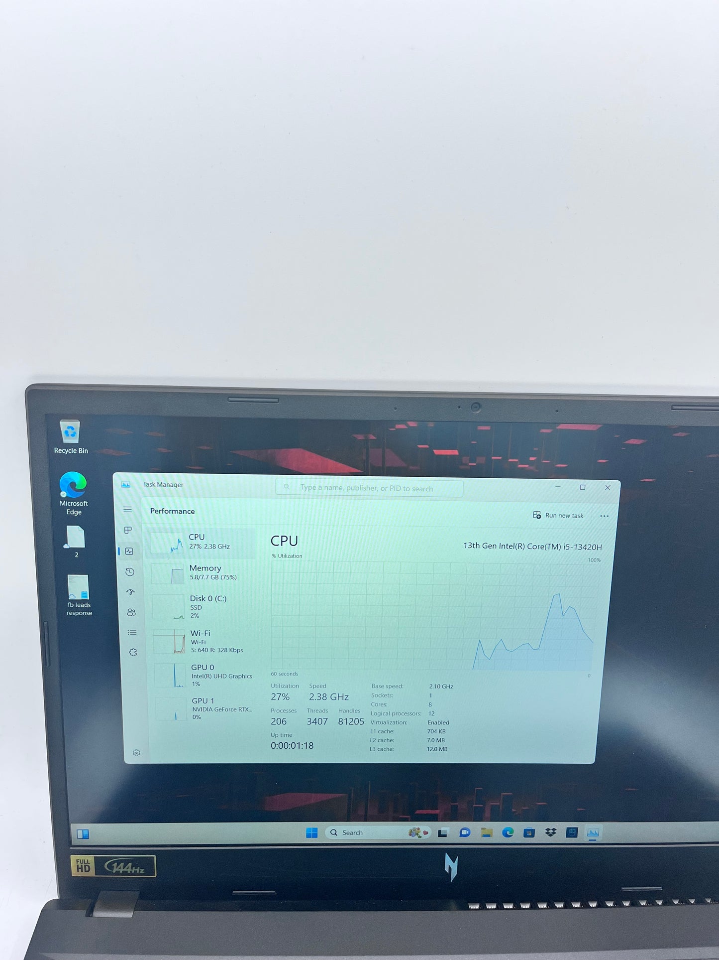 Acer Nitro V 15 Intel i5-13420H 1.4GHz 8GB RAM 512GB SSD GeForce RTX 2050 READ