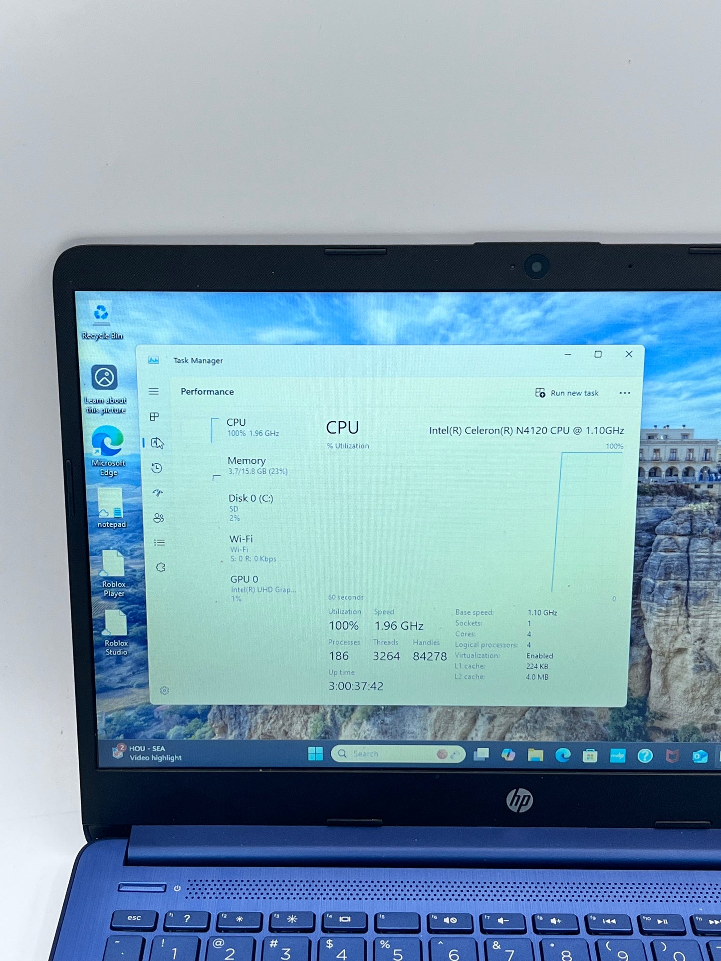 HP Stream 14-cf2111wm Intel Celeron N4120 16GB 64GB Windows 11