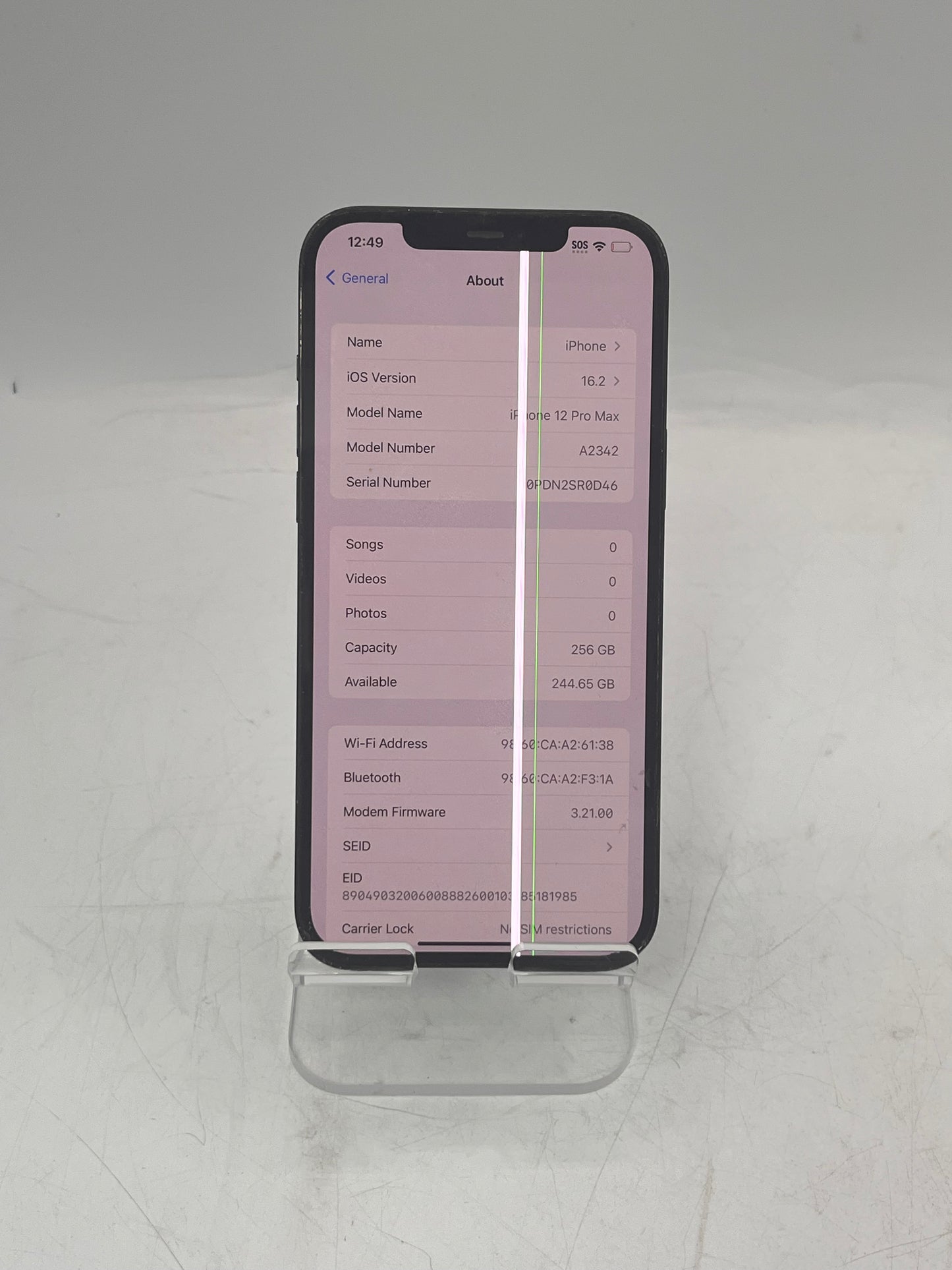 Unlocked Apple iPhone 12 Pro Max MG9X3LL/A A2342 256GB - Blue BROKEN