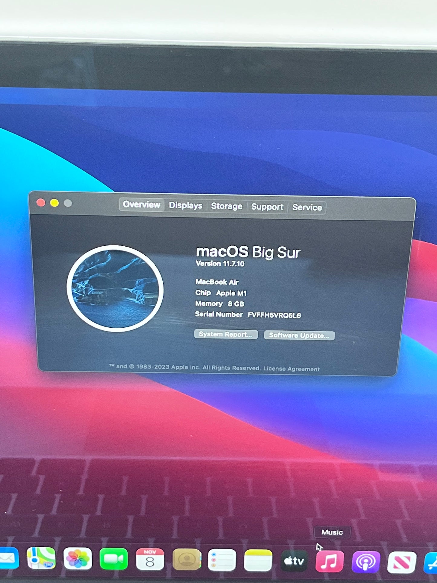 2020 Apple MacBook Air 13.3" M1 7C 8GB 128GB A2337 REMOTELY MANAGED