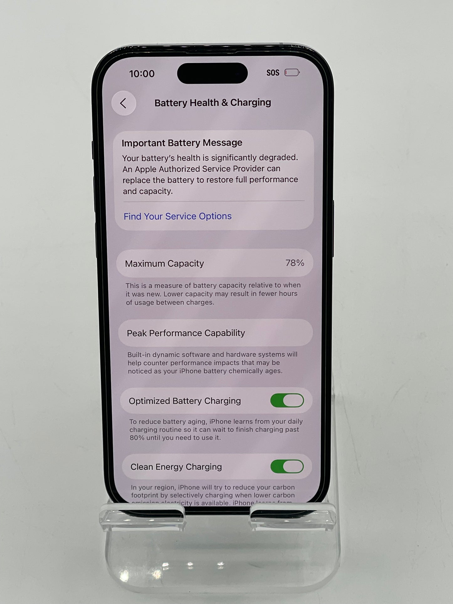 Unlocked Apple iPhone 14 Pro 6.1" 256GB A2650 MQ0N3LL/A Service Battery - Back