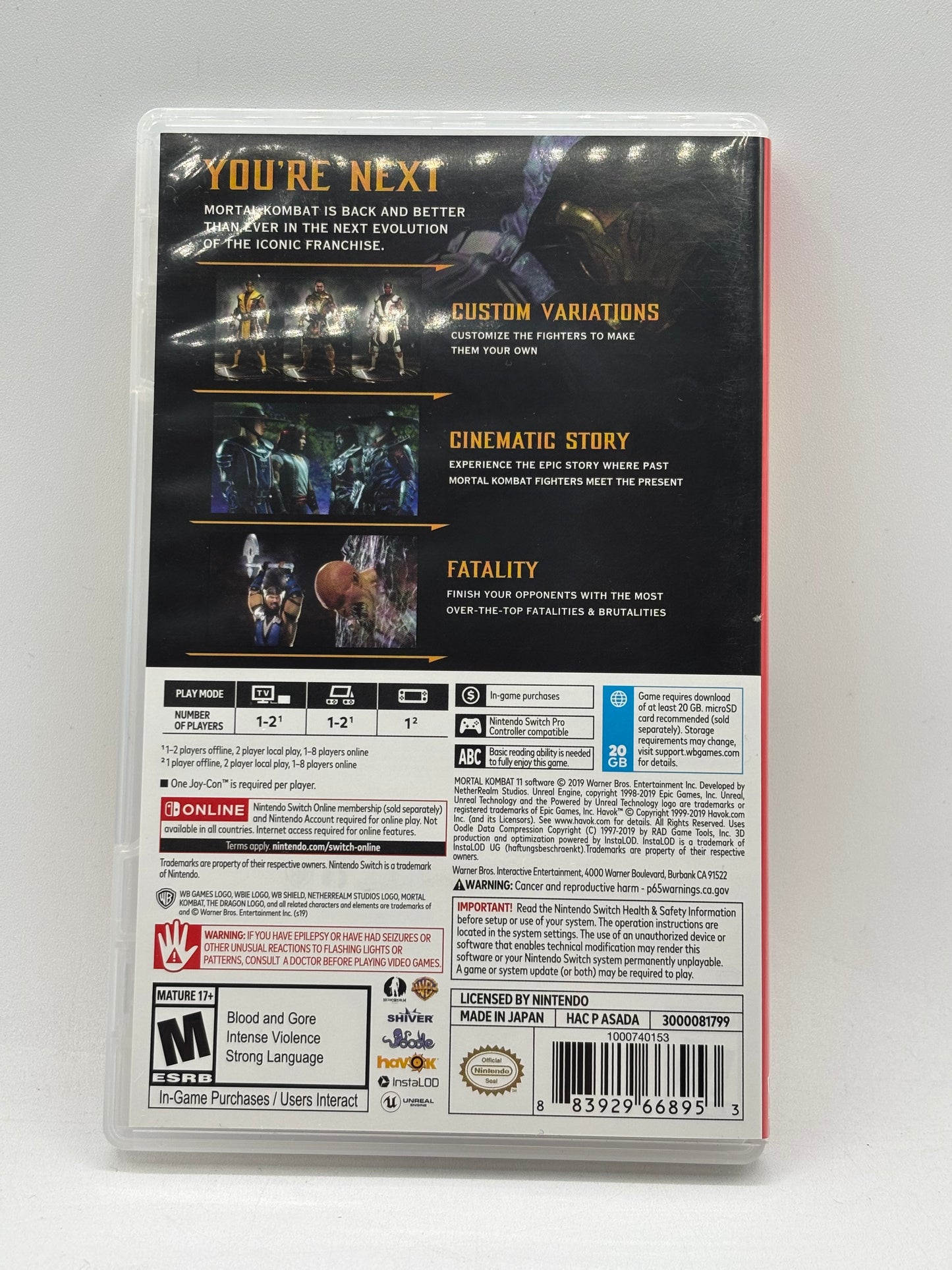 Mortal Kombat 11 - PAL Nintendo Switch - Used With Box