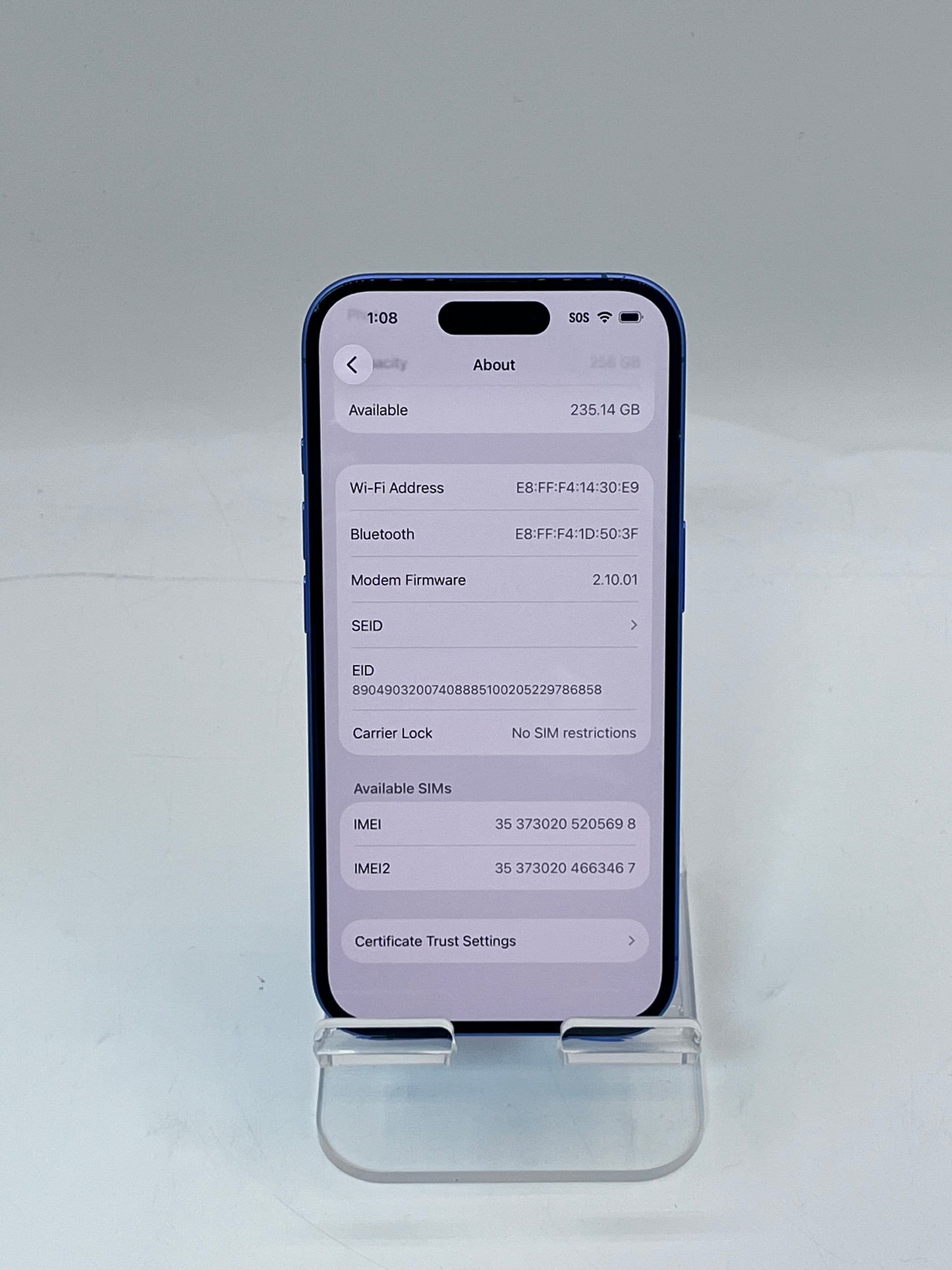 Unlocked Apple iPhone 16 6.1" A3081 MYD13LL/A 256GB - Blue