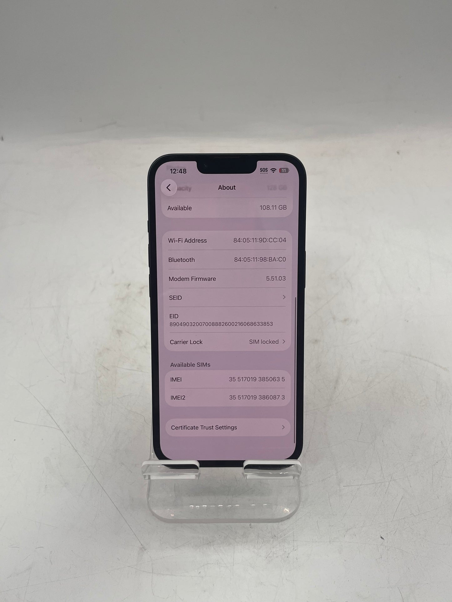 TracFone Apple iPhone 13 MLML3LL/A A2482 128GB Black 100% BATT