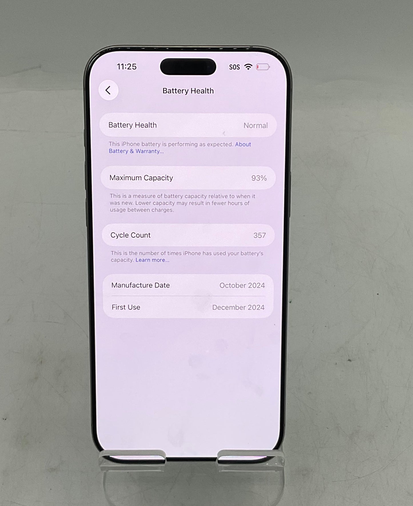 Unlocked Apple iPhone 16 Pro Max A3084 MYW63LL/A 256GB Natural Titanium 93% Battery Health