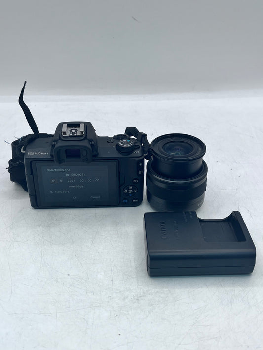 Canon EOS M50 Mark II 24.1MP Mirrorless Camera with 15-45mm Lens - Black