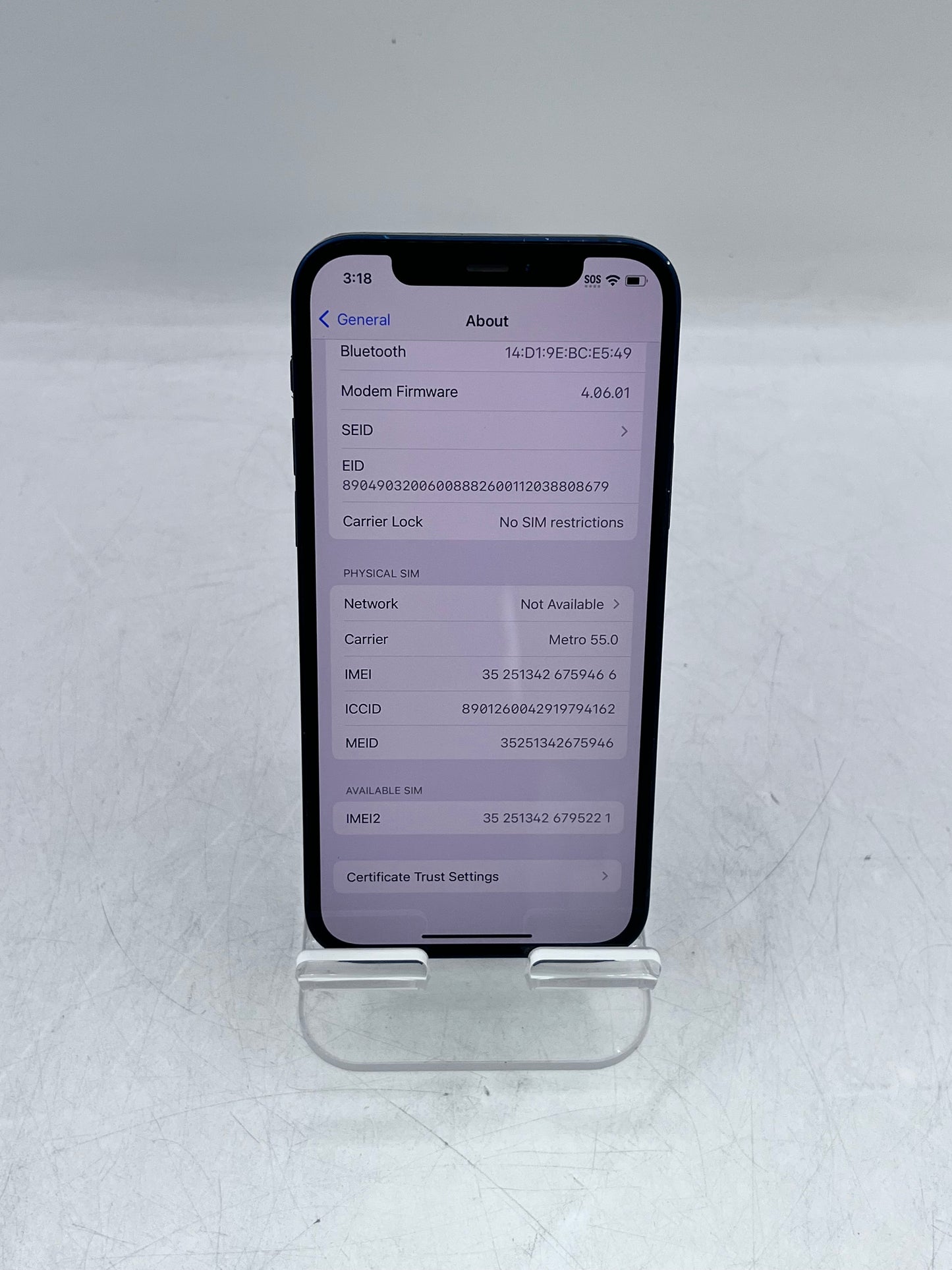 Unlocked Apple iPhone 12 64GB A2172 MGF83LL/A Blue