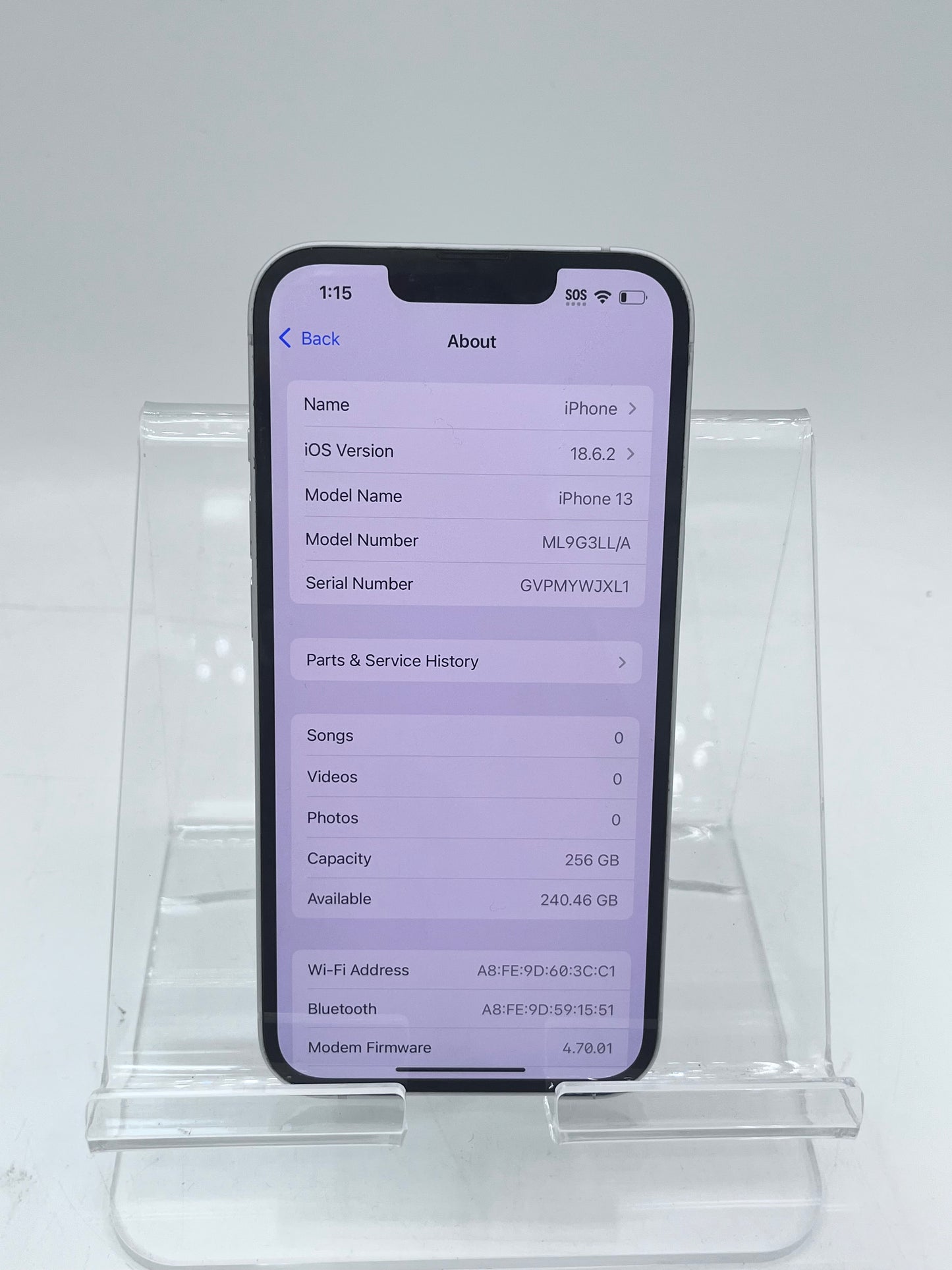 Unlocked Apple iPhone 13 ML9G3LL/A A2482 6.1" 256GB - White