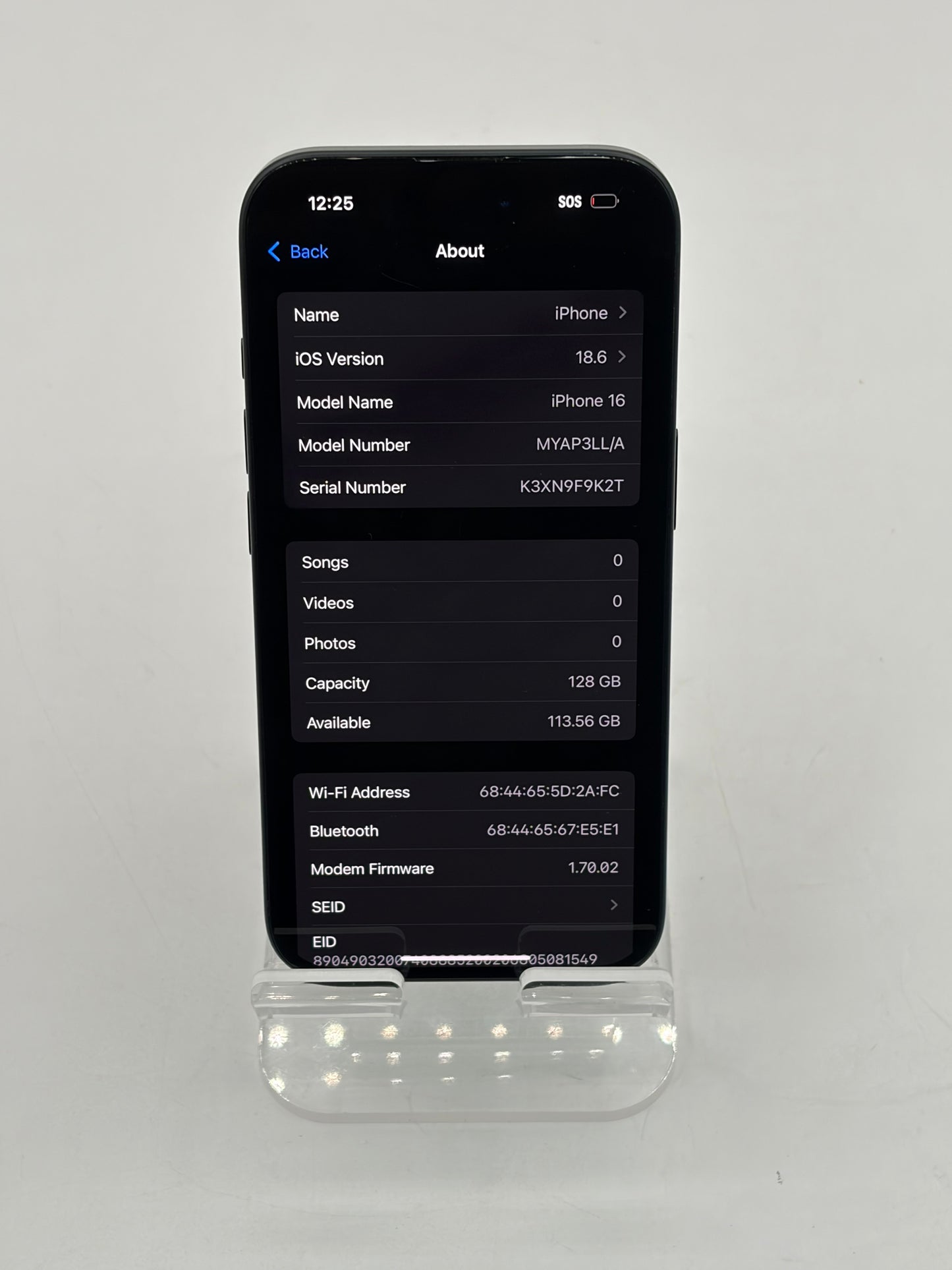 T-Mobile Only Apple iPhone 16 128GB A3081 MYAP3LL/A  - Black 100% Battery Health