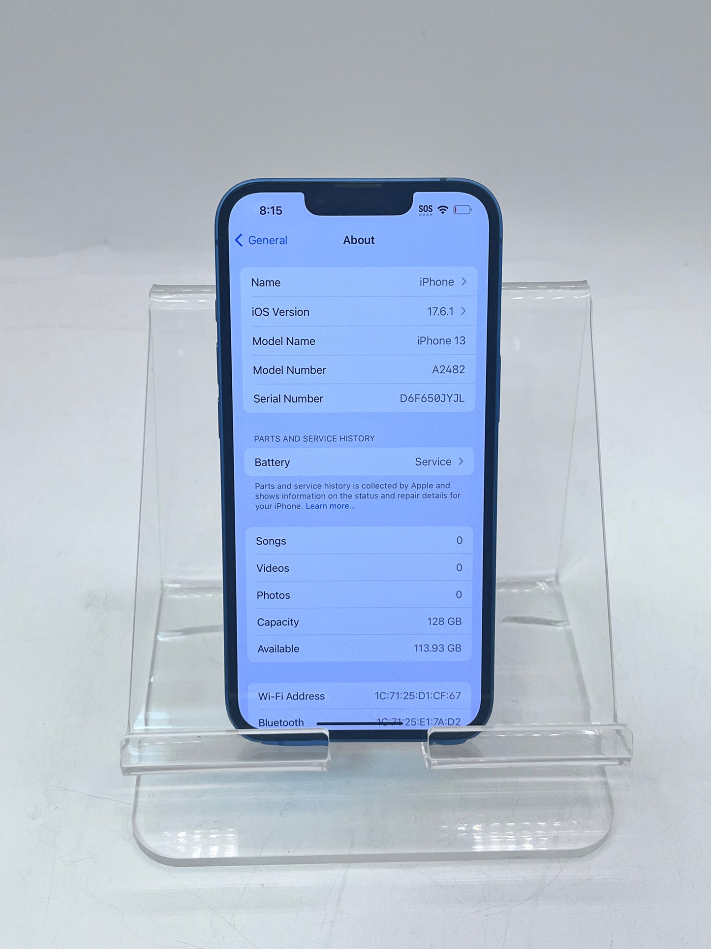 Unlocked Apple iPhone 13 6.1" 128GB A2482 MLMT3LL/A Blue  74%BH