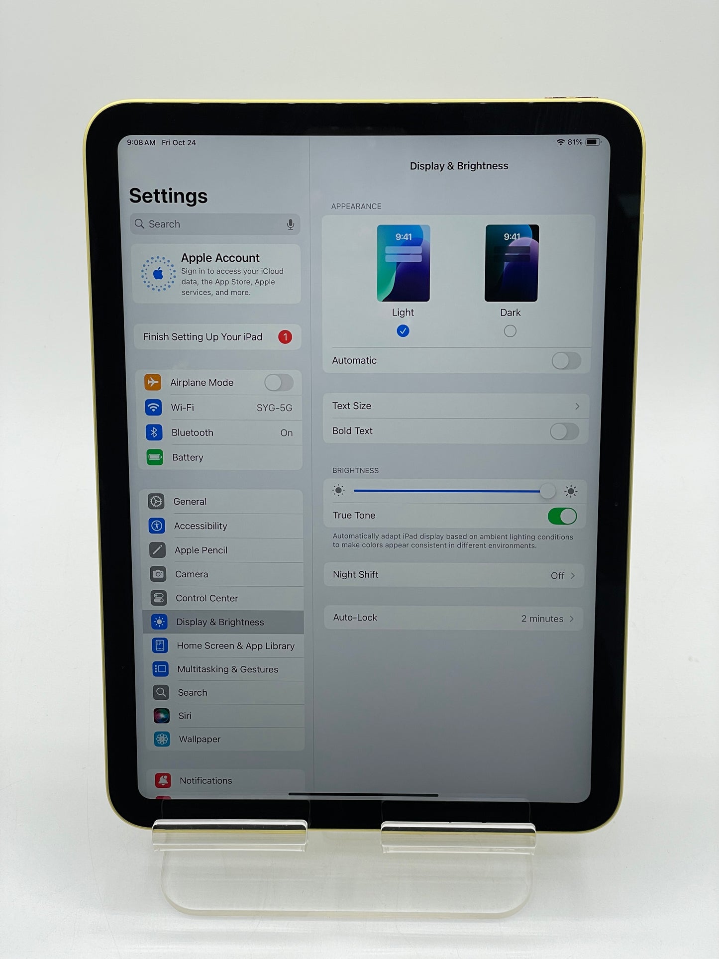 WiFi Only Apple iPad 10th Gen 10.9" 64GB A2696 MPQ23LL/A Yellow