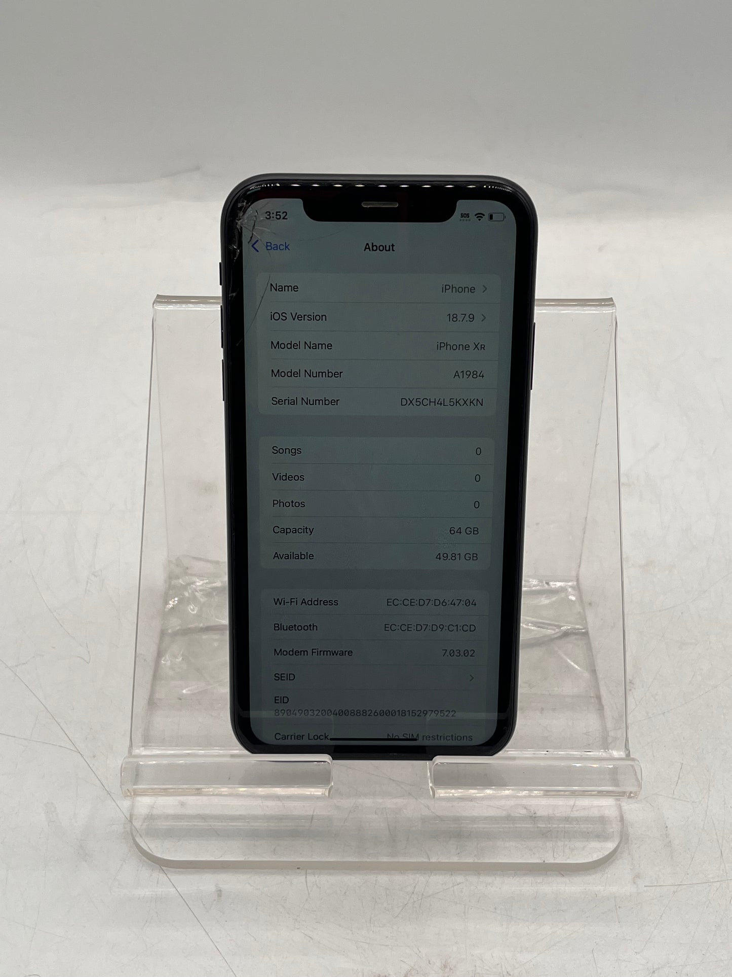 Unlocked Apple iPhone XR 64GB MT2E2LL/A A1984 Black