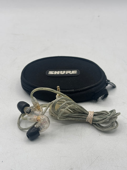 SHURE SE215 Ear Buds In Ear Monitor Earbud Headphones Clear Case Sound Isolating