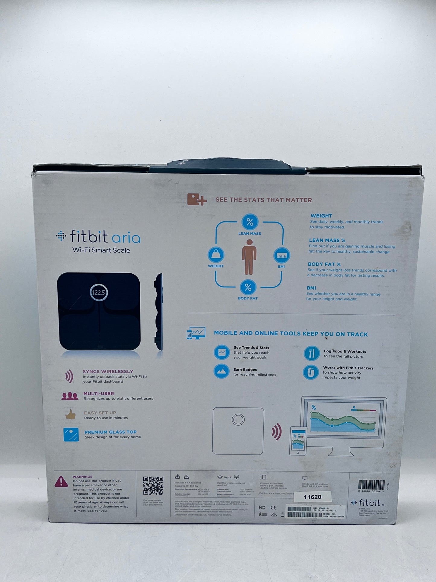 New Fitbit Aria Black Smart Scale