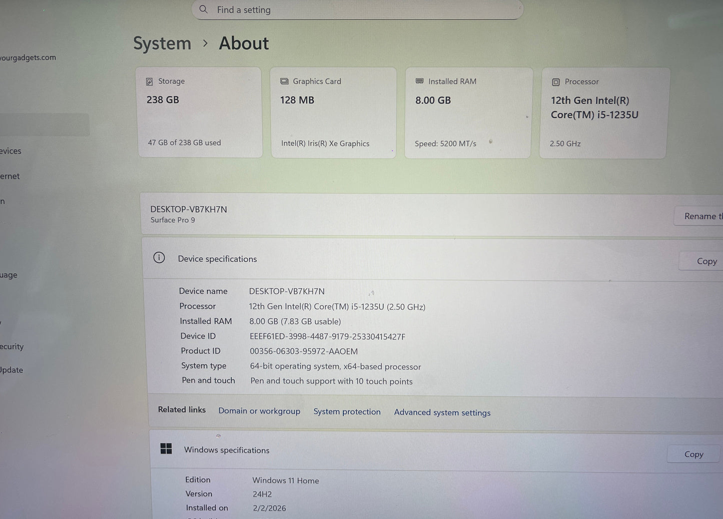 Microsoft Surface Pro 9 Intel Iris Xe Graphics Intel Core i5-1235U 8GB 256GB 1991 Space Black