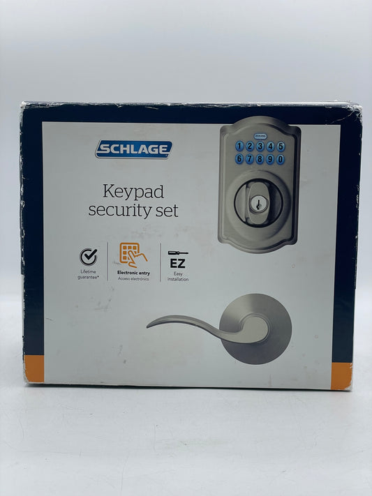 New Schlage Camelot Keypad Security Set - Satin Nickel - FBE365 V CAM 619 ACC