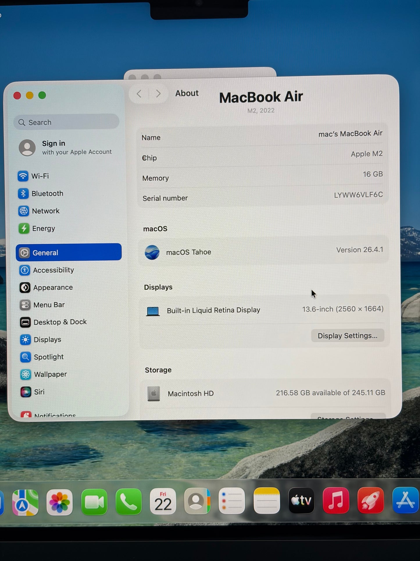 2022 Apple MacBook Air 13.3" 8C M2 8C GPU A2681 16GB 256GB 32 Cycle Count MIDNGT