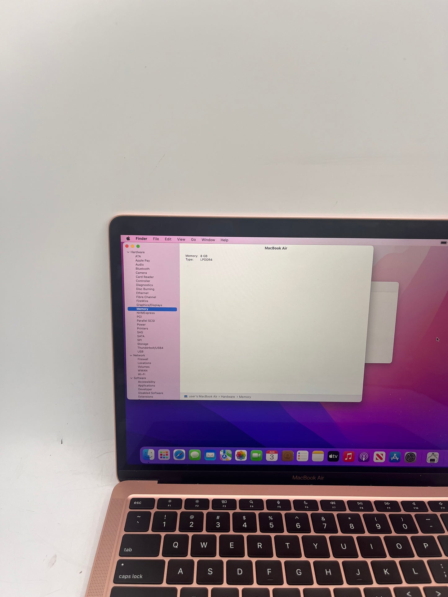 2020 Apple MacBook Air 13" M1 8GB 256GB A2337 MGND3LL/A 173 Cylce Count Rose Gold