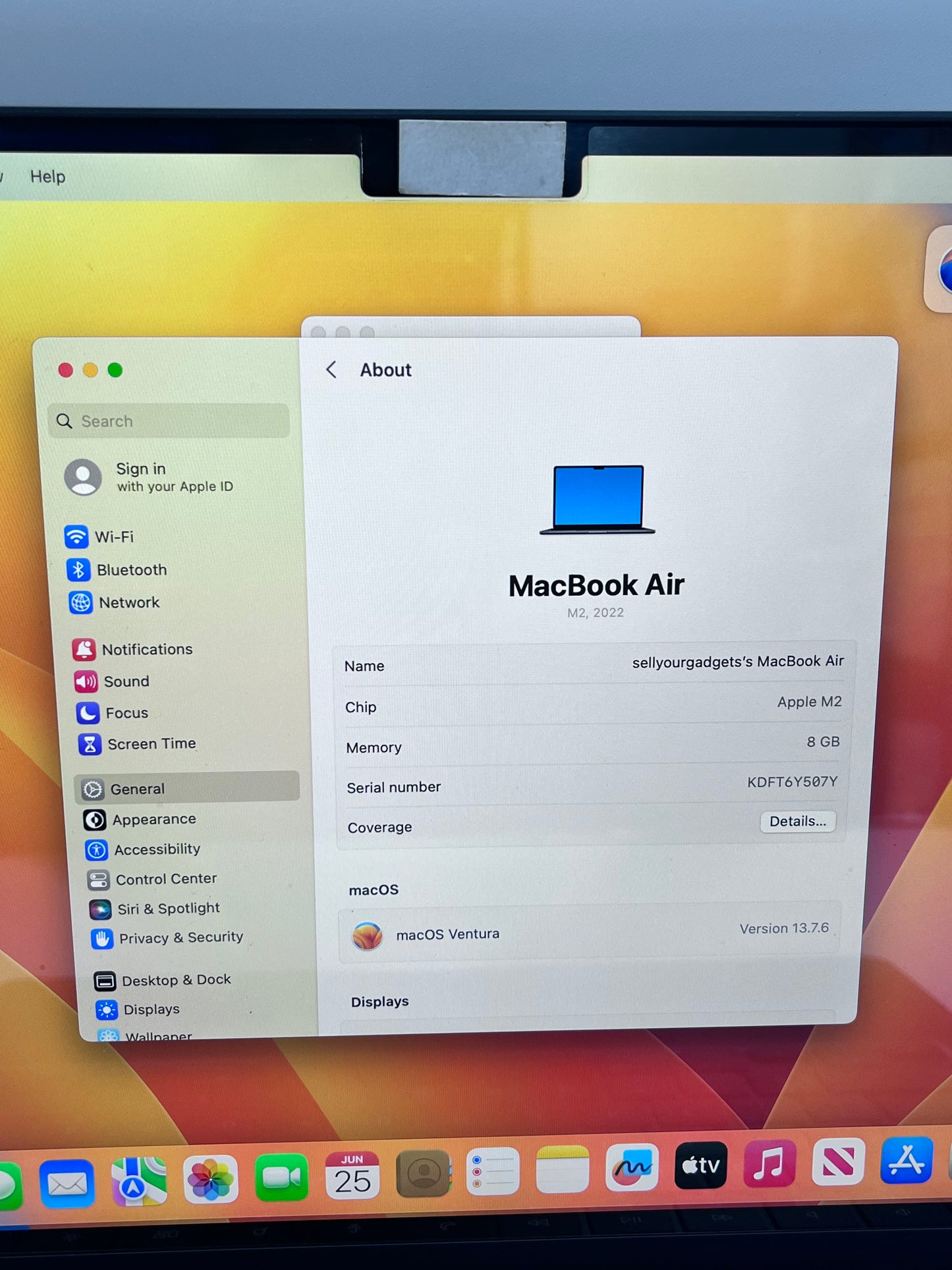 2022 Apple MacBook Air 13.6" M2 8 GB RAM 512 GB SSD Blue 10 Cycle Count