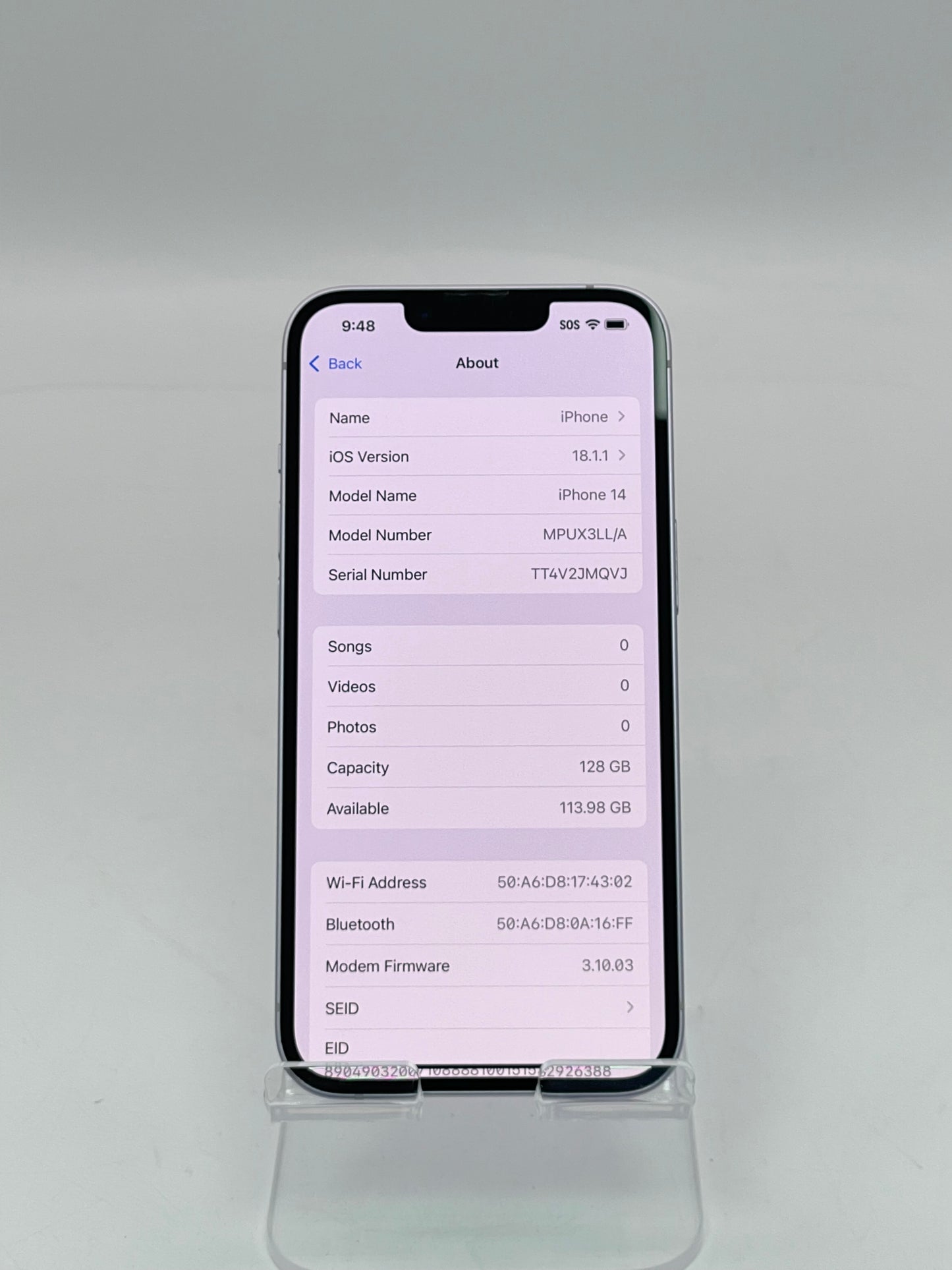Apple iPhone 14 A2649 128GB Purple Spectrum Only MPUX3LL/A