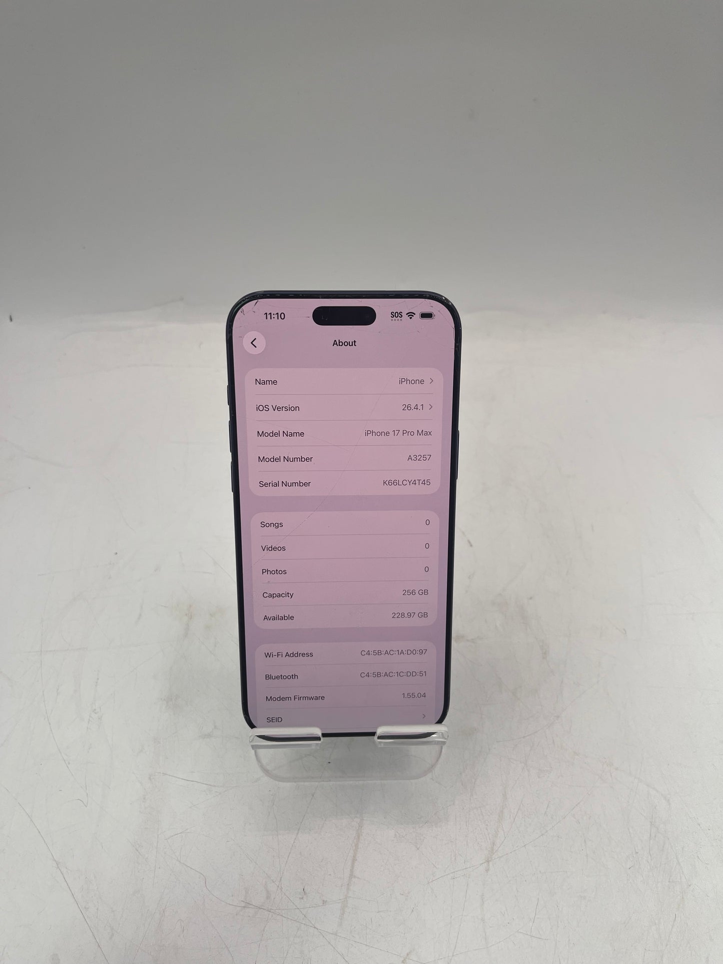 T-Mobile Apple iPhone 17 Pro Max MFXJ4LL/A A3257 256GB Blue Cracked