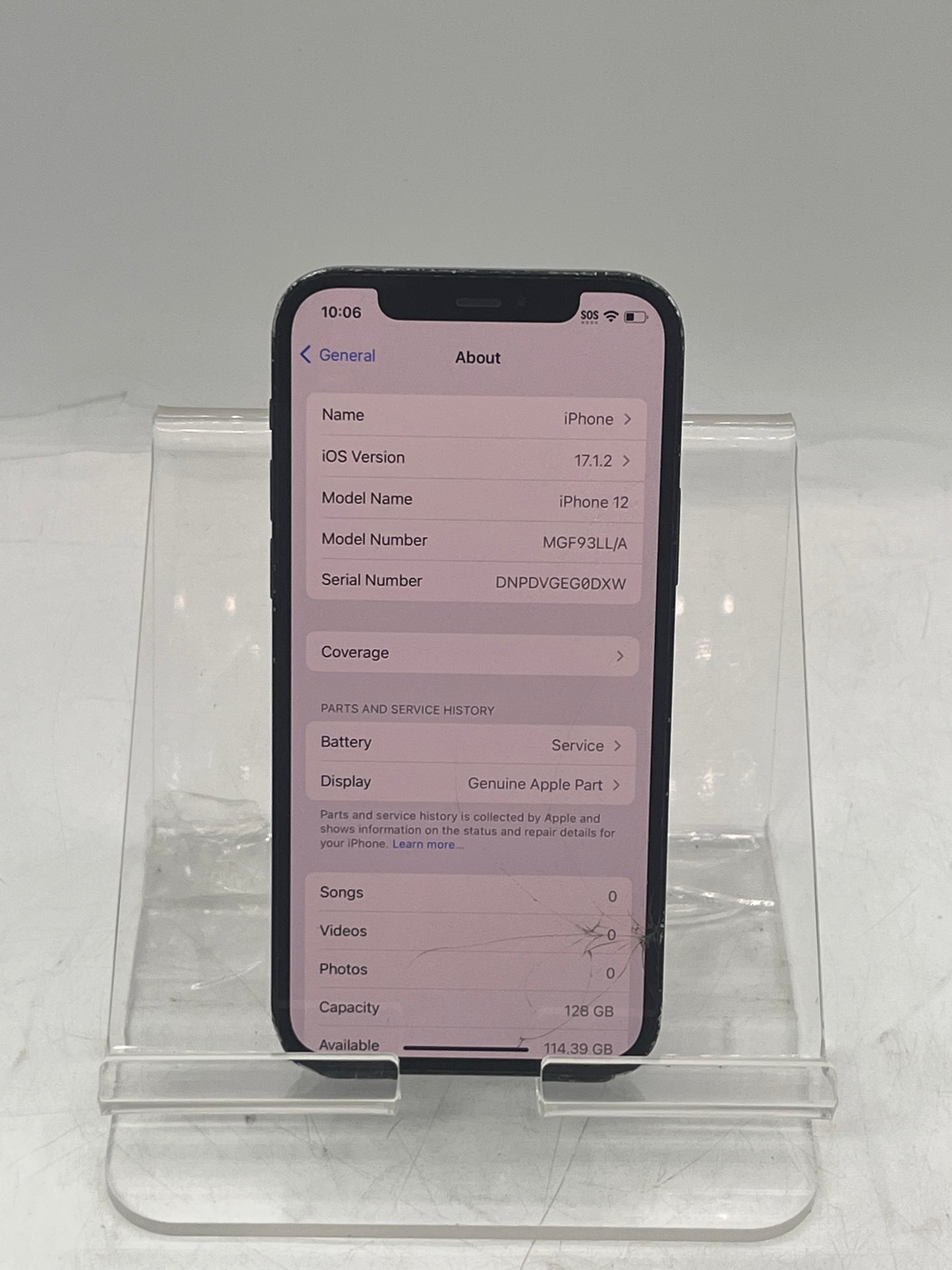 Unlocked Apple iPhone 12 A2172 MGF93LL/A 128GB Black