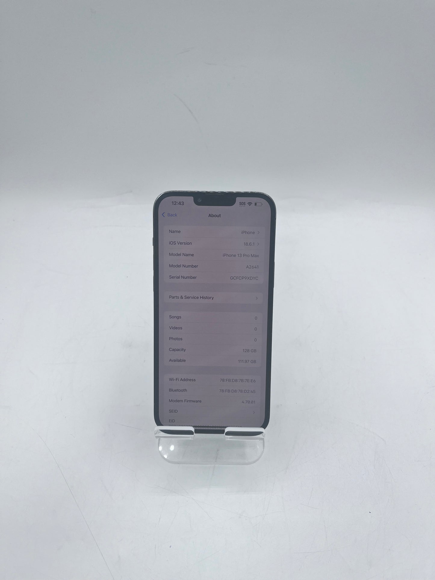 Apple iPhone 13 Pro Max 6.7 A2484 MLLH3B/A 128GB Unlocked 85% BH