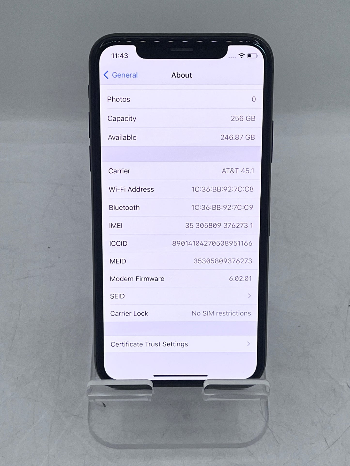 Unlocked Apple iPhone X 256GB 3GB MQA82LL/A A1865 - Space Gray