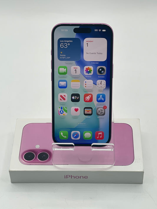 Unlocked Apple iPhone 16 6.1" 128GB Pink A3081 MYAR3LL/A 100% Battery, 14 CC