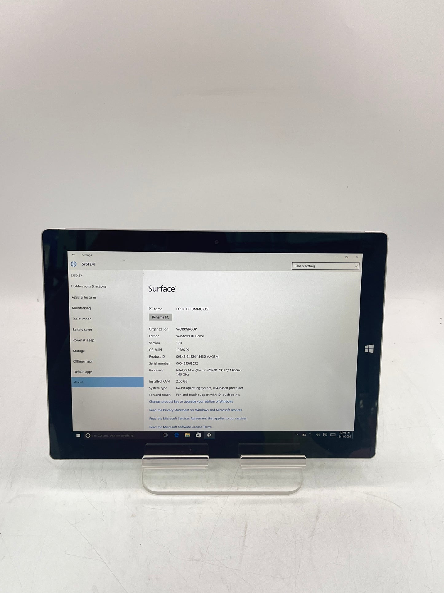 Microsoft Surface 3 10.8" Laptop/Tablet Intel Atom X7-Z8700 4GB 64GB