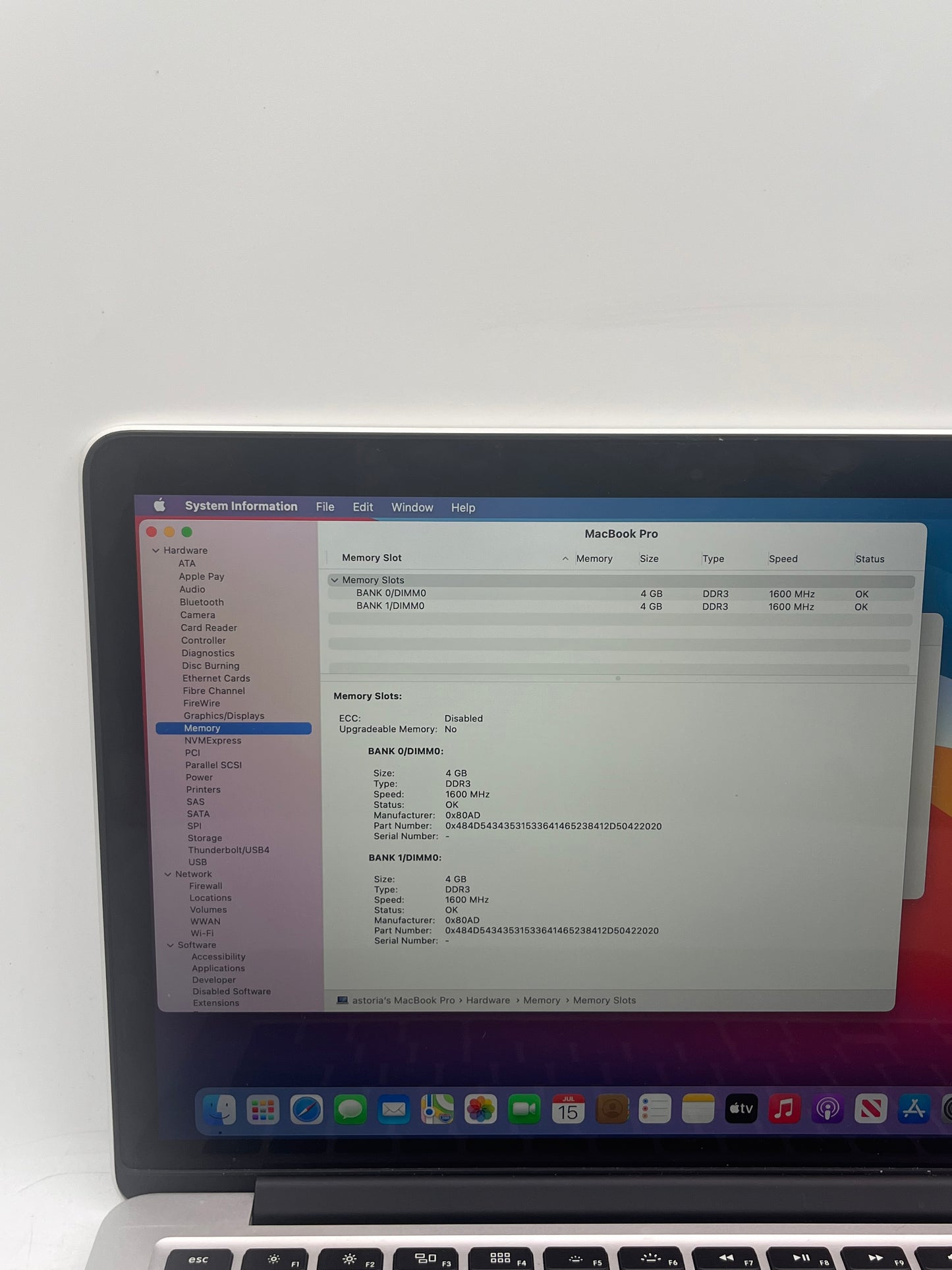 2014 Apple MacBook Pro 13" A1502 Core i5 8GB 128GB Silver